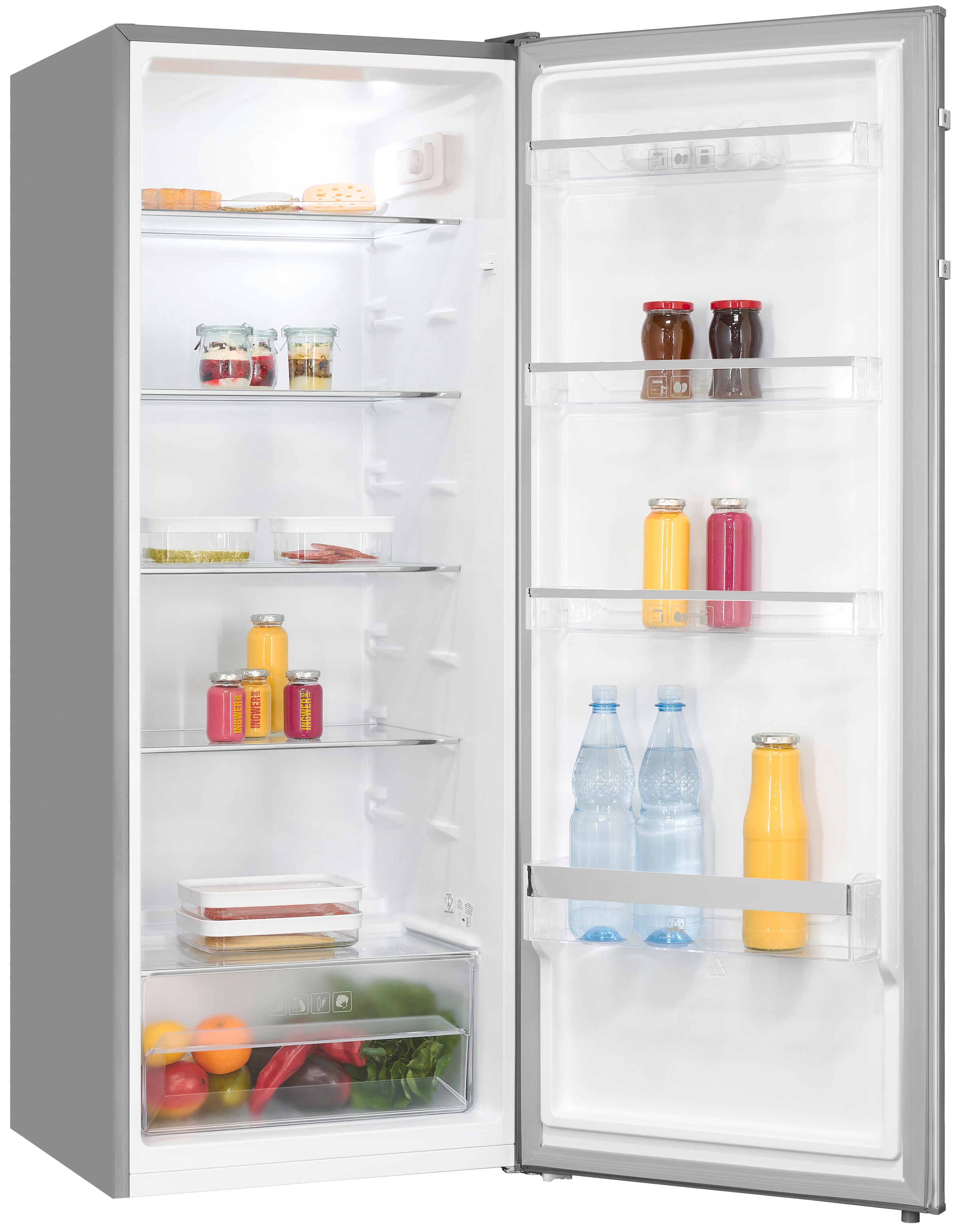 exquisit Vollraumkühlschrank »KS320-V-H-040D inoxlook« 142,6 cm hoch 54,5 cm breit Flexibel & effizient: 242 L Kühlschrank mit Abtau-Automatik