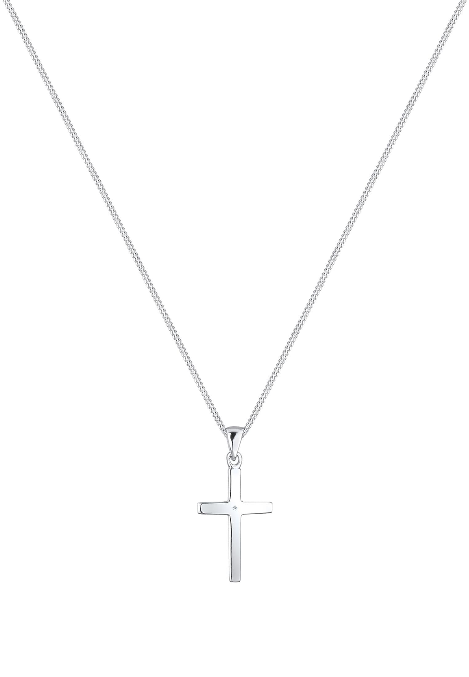 Elli DIAMONDS Collierkettchen »Kreuz Glaube Diamant (0.005 ct) Basic 925 Silber«