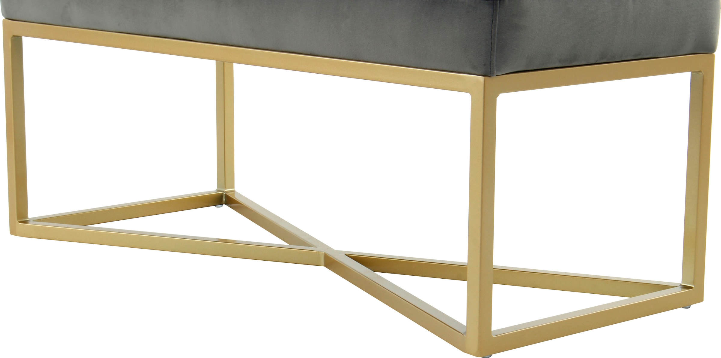 Kayoom Hockerbank »Cameron 125, glamouröses Design, glänzenden Metallfüßen, in Samt-Look«, (1 St.), bequem, elegant, mit Zierknöpfen, Gold-coated Eisengestell