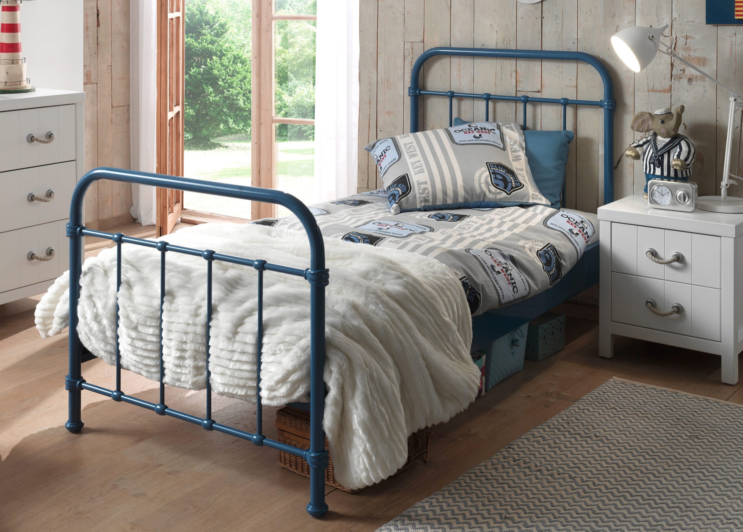 Vipack Einzelbett »New York, Bettgestell Metall, Pulverbeschichtet, In Zeitlosem Design« H/T Ca. 100x210cm, Inkl. Lattenrost, Sehr Stabil Gebaut,