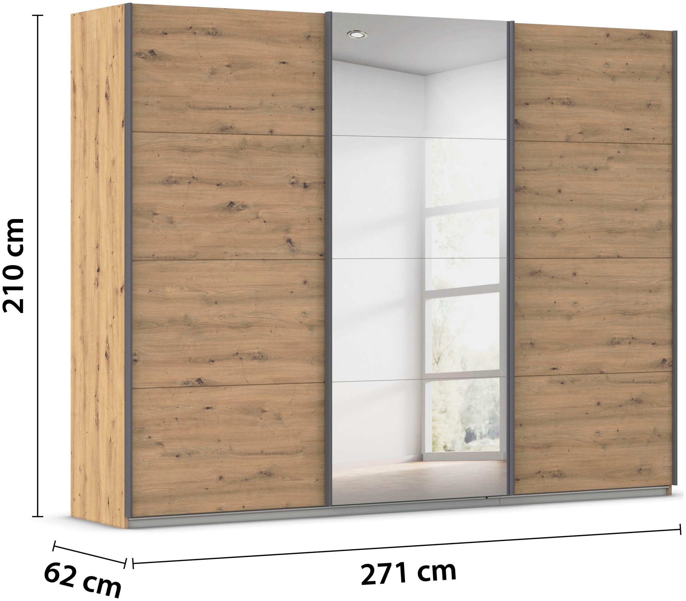 rauch Schwebetürenschrank »Kleiderschrank Schrank OTTO´S CHOICE Garderobe AGORDO«, (in zwei Griff-Farben), Top Innenausstattung, in 4 Breiten und 2 Höhen MADE IN GERMANY