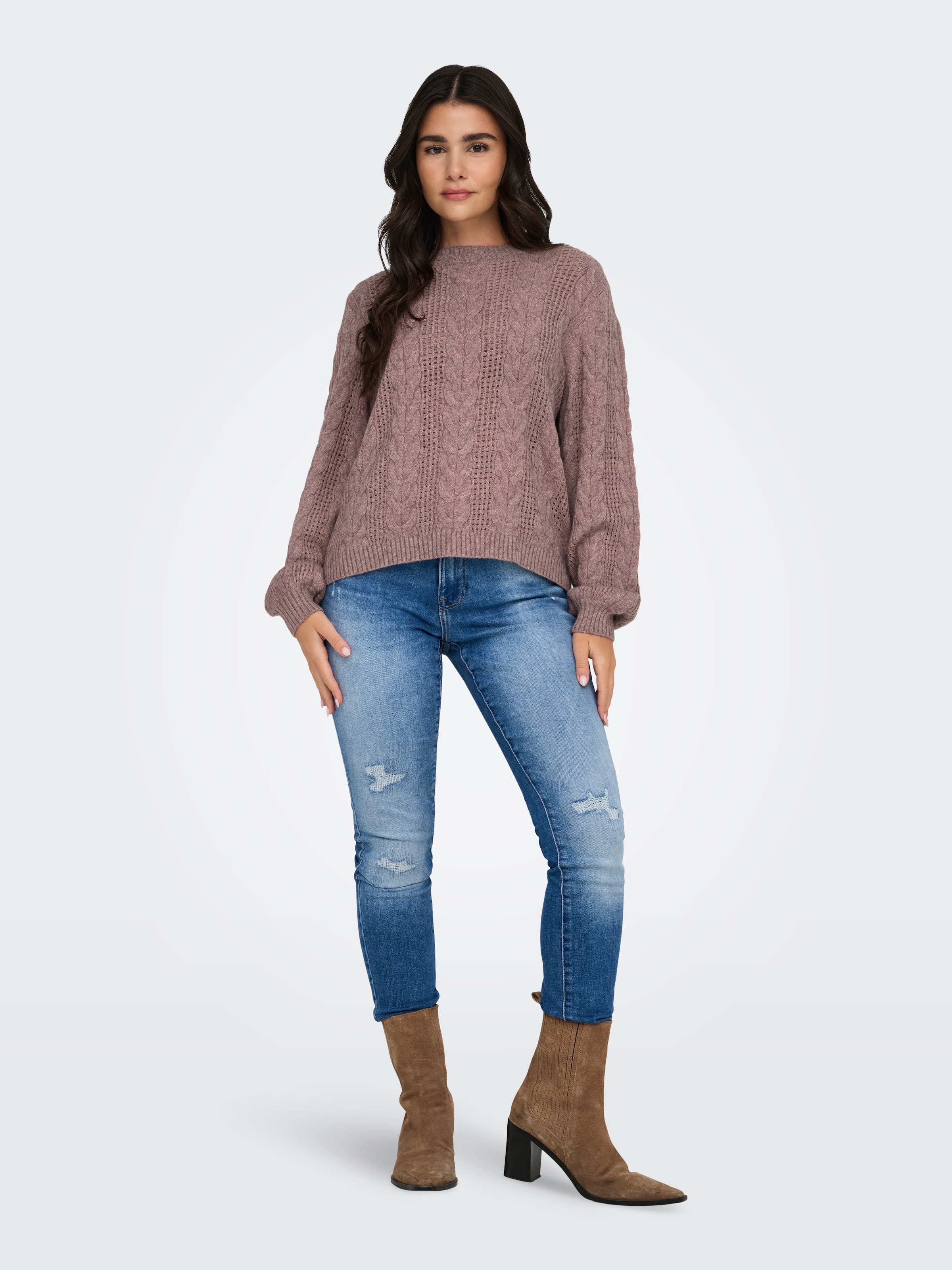 ONLY Rundhalspullover »ONLRUBINA LS CABLE O-NECK KNT NOOS«