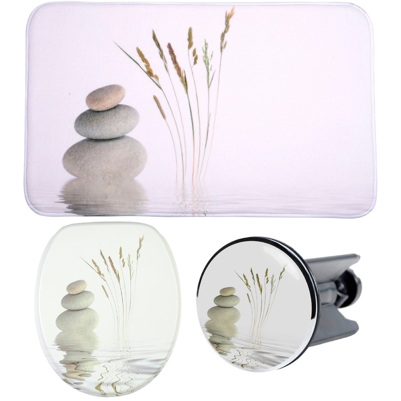 SANILO Badaccessoire-Set »Balance« bestehend aus WC-Sitz, Badteppich und Waschbeckenstöpsel beige