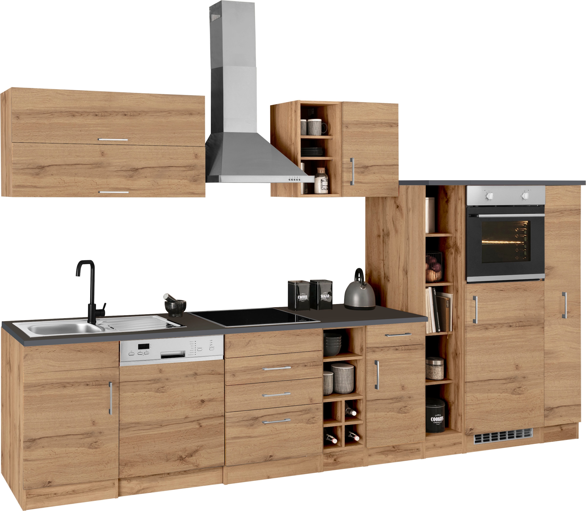 KOCHSTATION Küchenzeile »KS-Colmar«, mit E-Geräten, Breite 360 cm