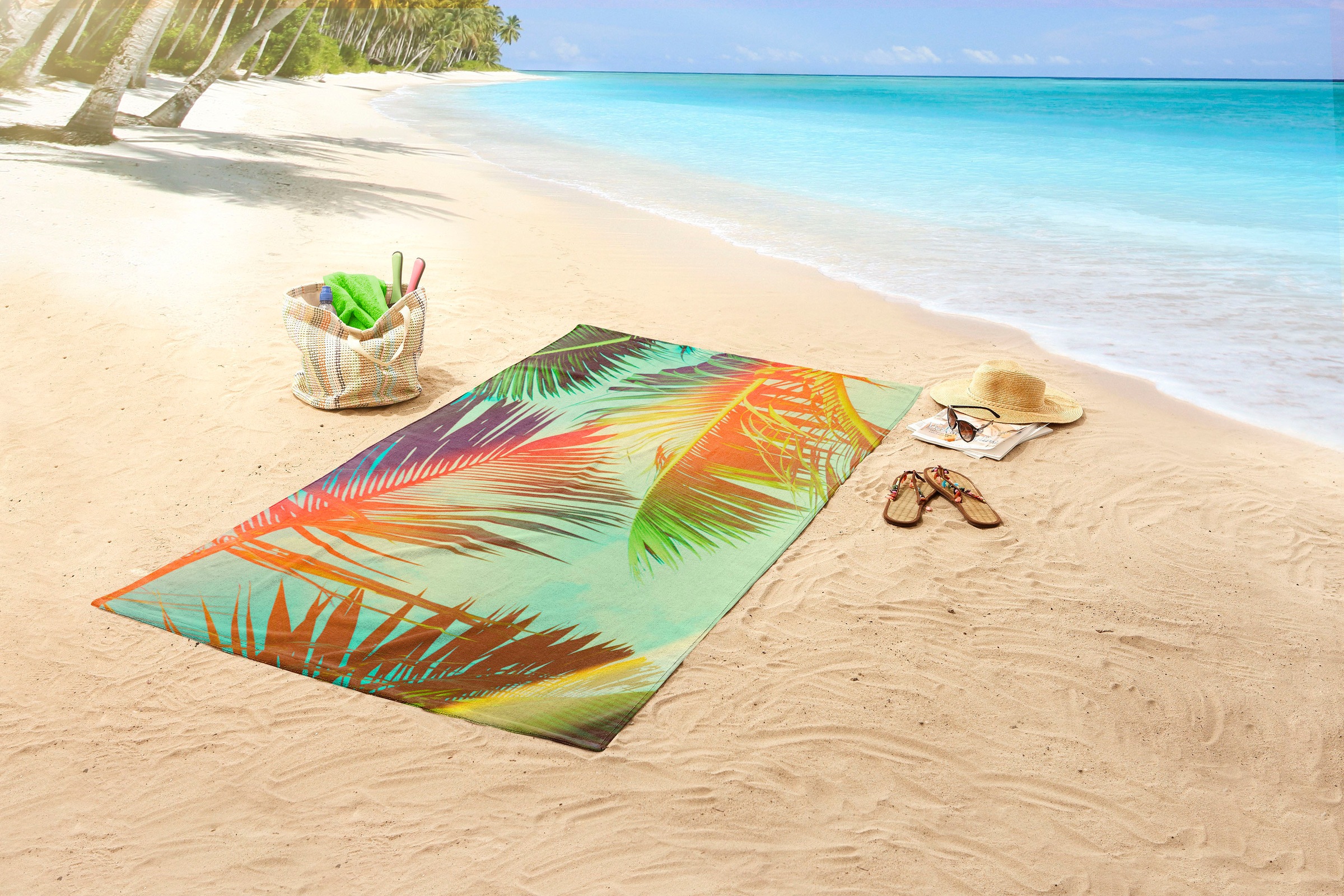good morning Strandtuch »Palms«, (1 St., Strandtuch 100 x 180 cm), Mikrofas günstig online kaufen