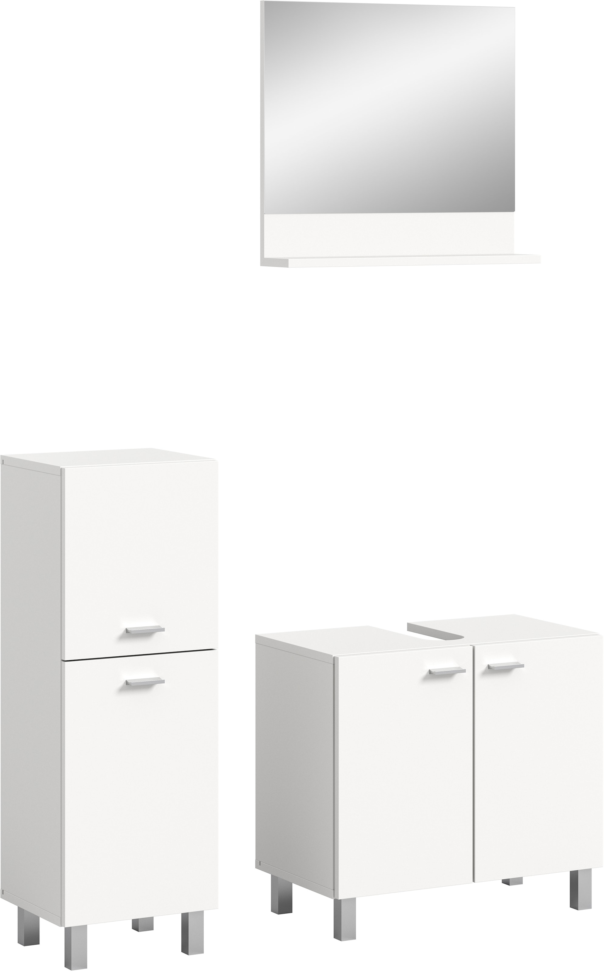 welltime Badmöbel-Set »Tampa, Breite 102cm, 3-teilig«, (3 St.), Waschbeckenunterschrank, Spiegel, Midischrank
