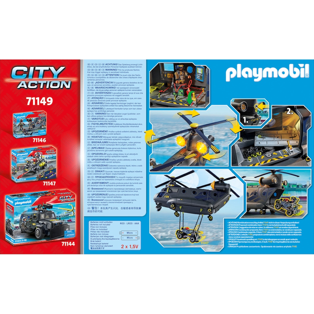Playmobil® Konstruktions-Spielset »SWAT-Rettungshelikopter (71149), City Action«, (117 St.)