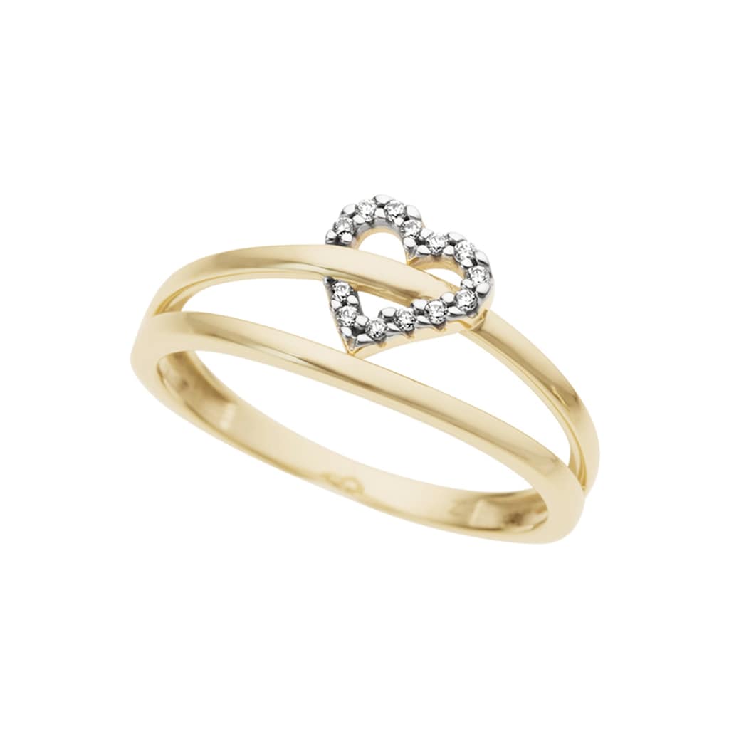 Firetti Diamantring »Schmuck Geschenk Gold 333 Damenring Goldring Diamant Herz«, mit Brillanten
