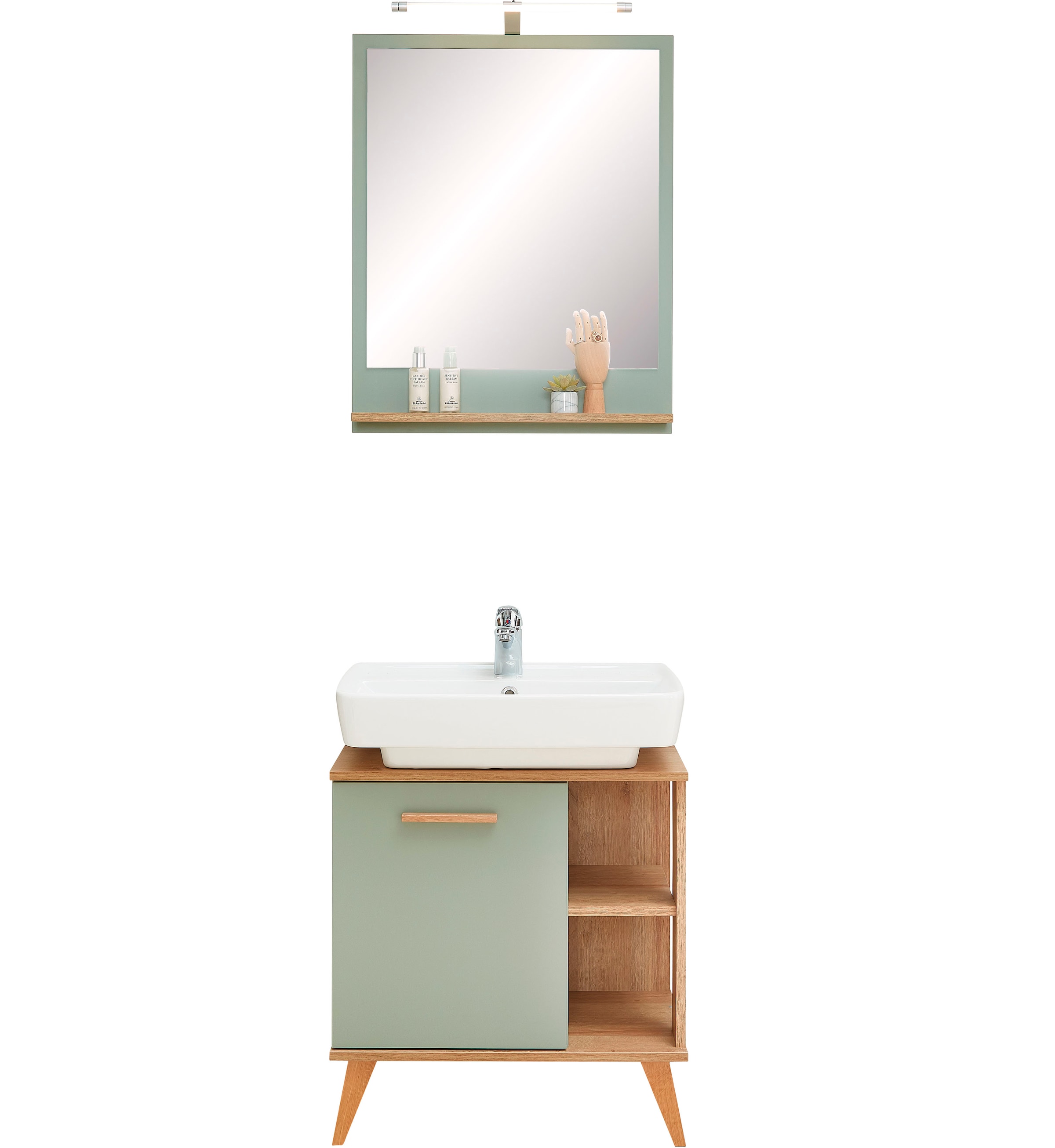 PELIPAL Badmöbel-Set »Quickset 963«, cm, Rechnung bestellen Spiegel Holzgriff auf 60 Breite St.), und (2 Waschbeckenunterschrank