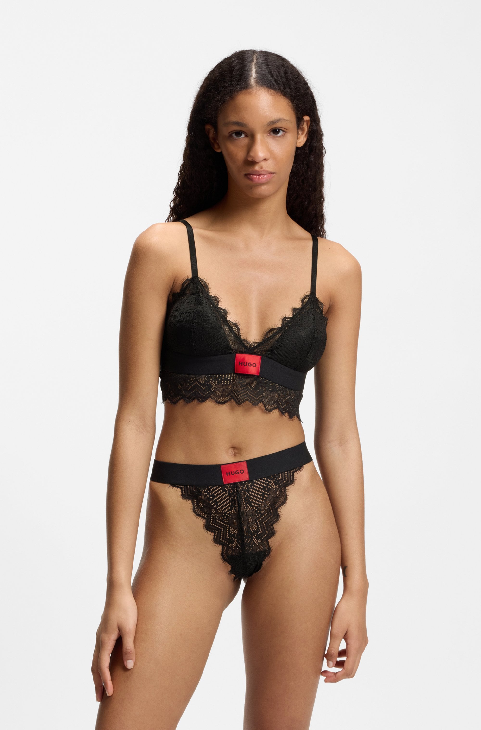 HUGO Underwear String »STRING RL LACE« mit Logoschriftzug auf dem Bund