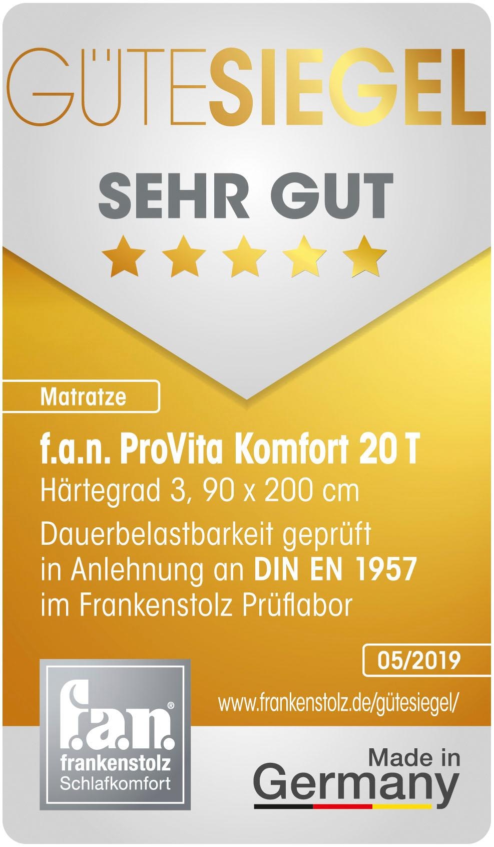 f.a.n. Schlafkomfort Taschenfederkernmatratze »ProVita Komfort 20 T«, 20 cm cm hoch, 544 Federn, (1 St.)