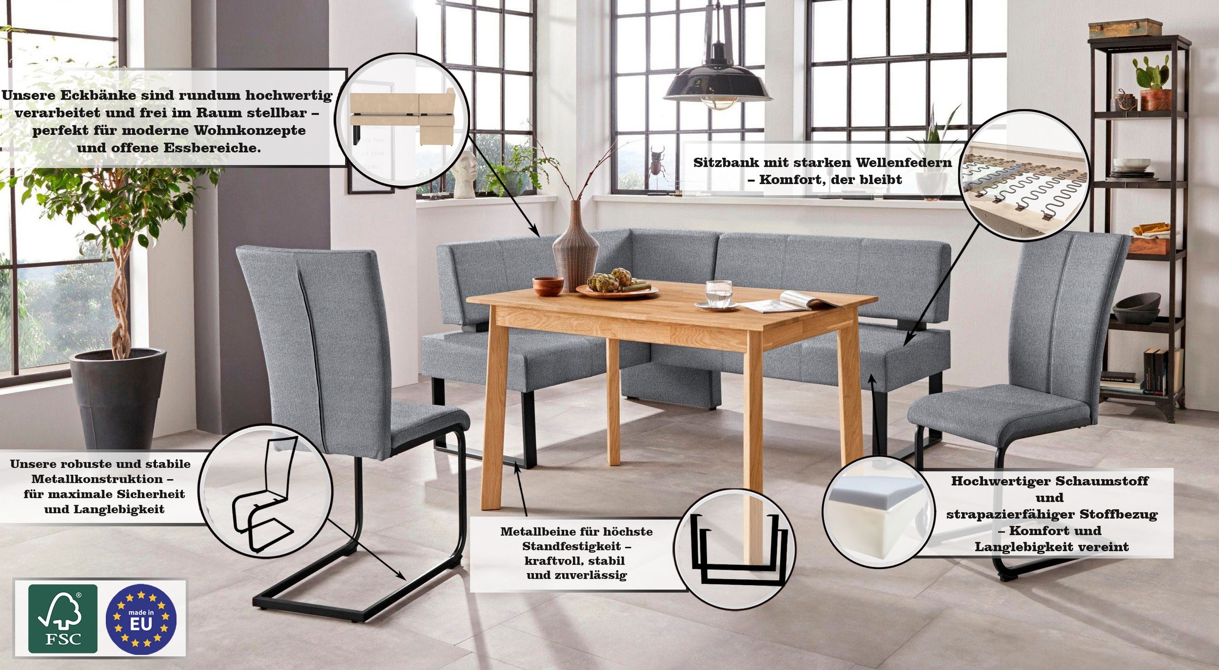 Home affaire Freischwinger »Oliver«, (Set), 2 St., Struktur weich, Stuhl belastbar bis 120 Kg