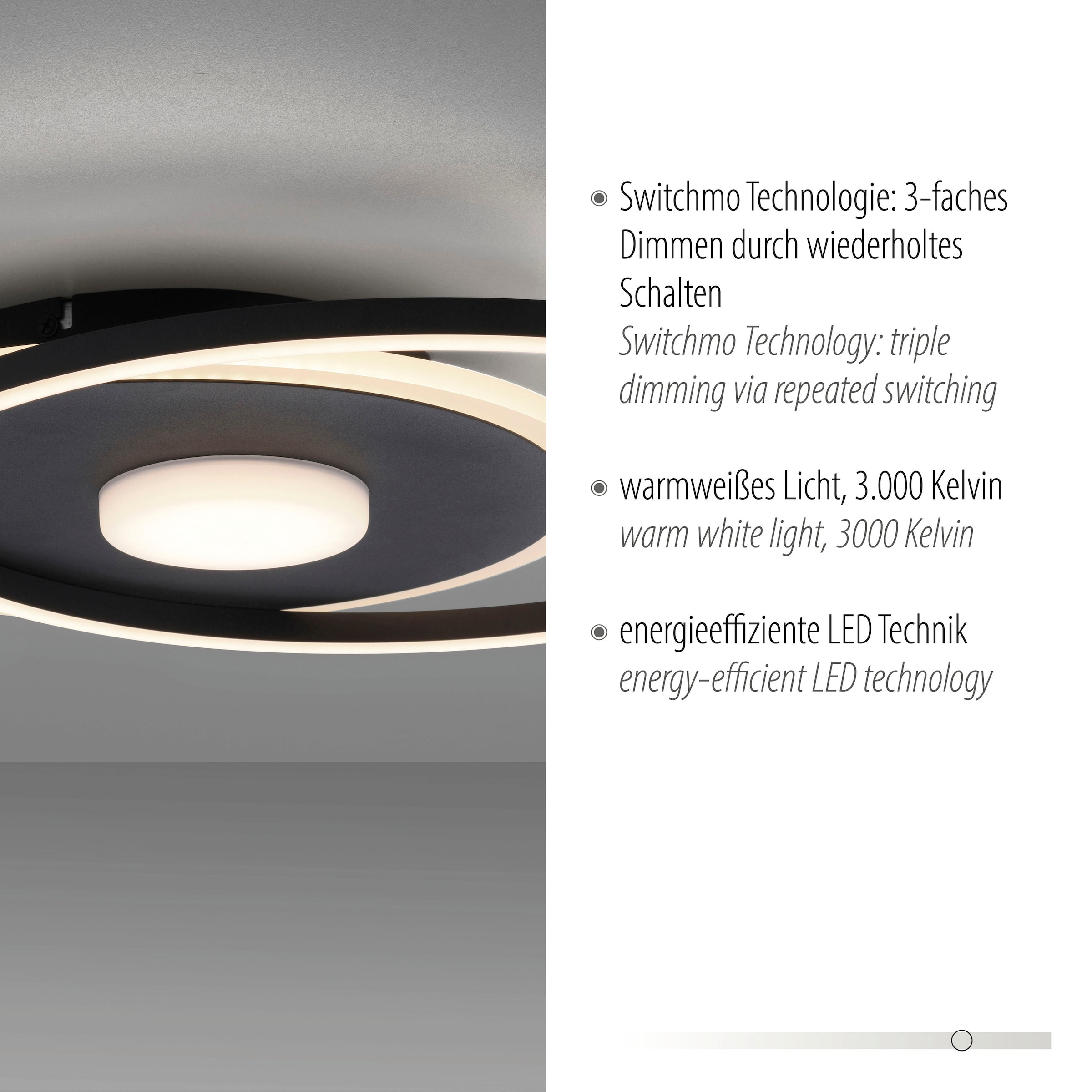 JUST LIGHT LED Deckenleuchte »DOMINO« LED-Board 1 Stk. Warmweiß