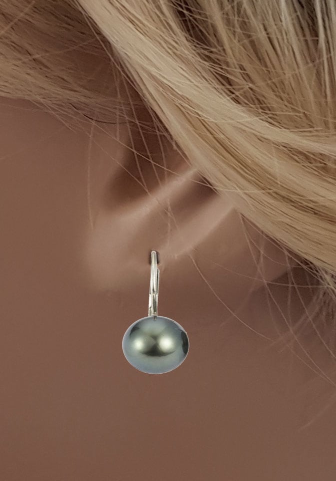 Firetti Paar Ohrhänger »Schmuck Geschenk Gold 585 Ohrschmuck Patentbrisur Perle«, Made in Germany - mit Tahitizuchtperle