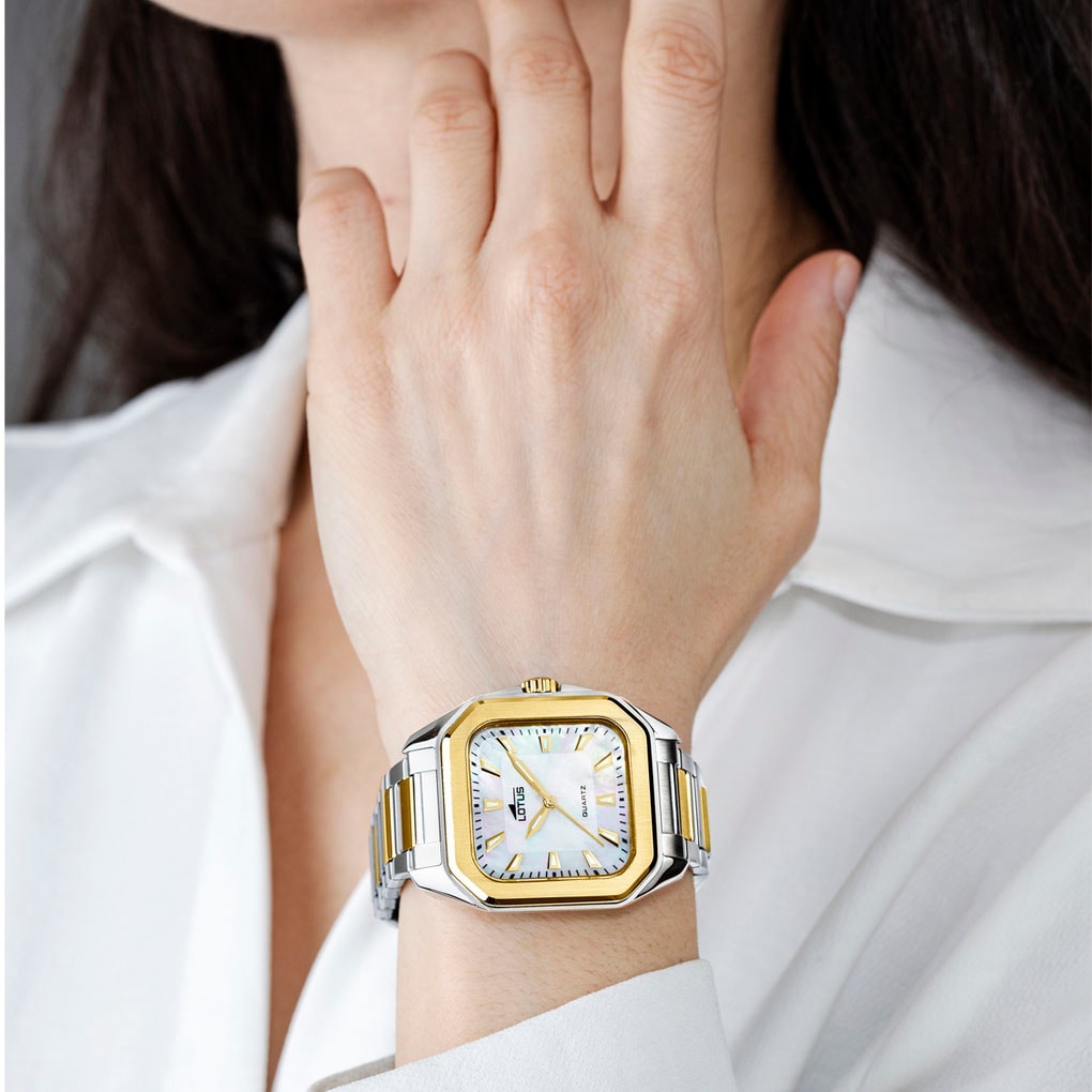 Lotus Quarzuhr »Square«, Armbanduhr, Damenuhr, Edelstahlarmband, analog