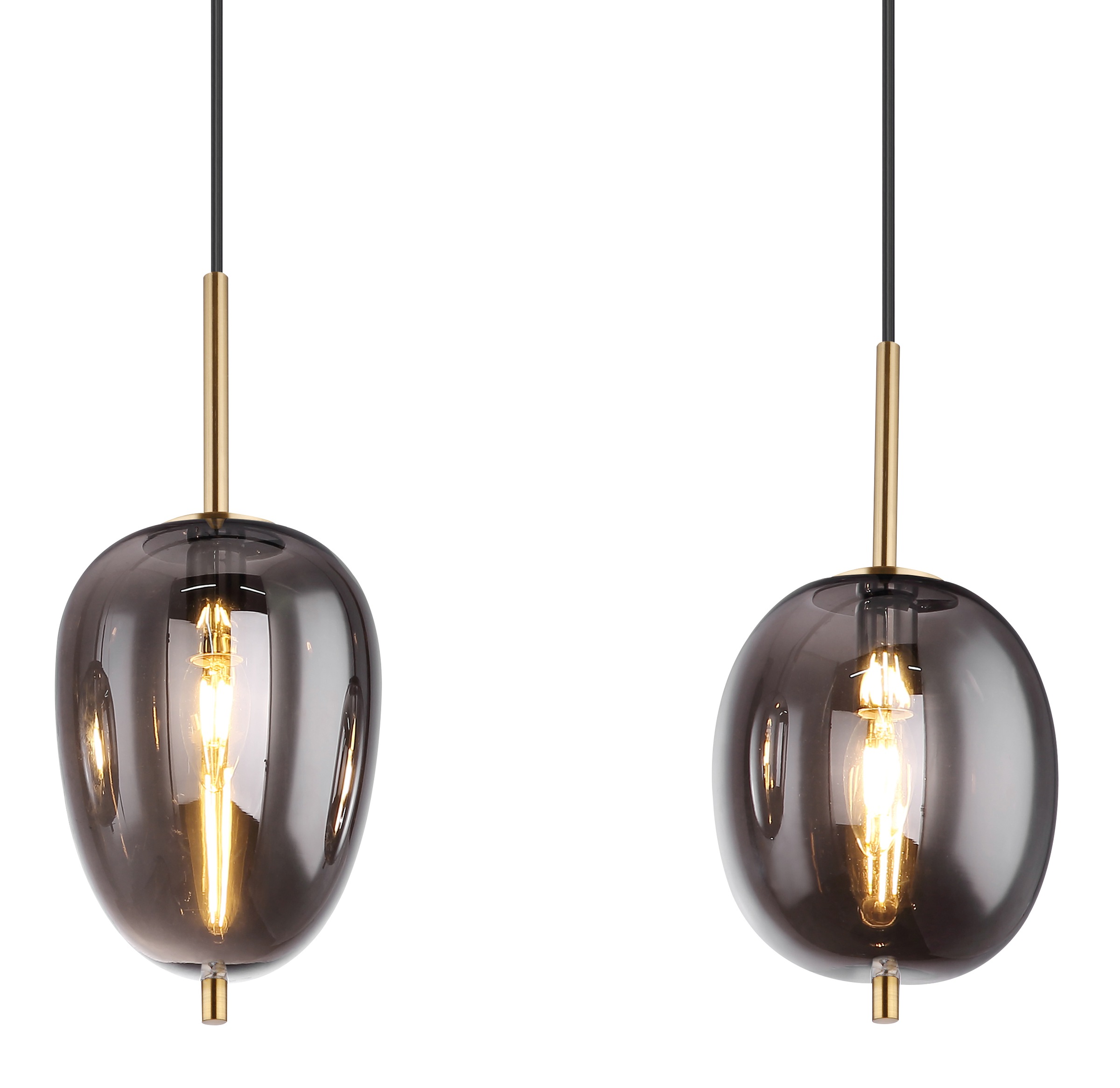 GLOBO LIGHTING Hängeleuchte »BLACKY I«, Leuchtmittel E14 | ohne Leuchtmittel, Hängelampe/unterschiedliche Gläser/Höhe kürzbar/messingfarben