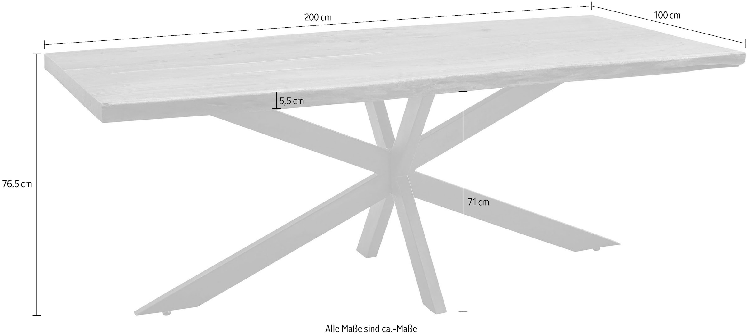 Stolkom Esstisch »Jaro«, 200 cm breit mit Massivholz mit Baumkante