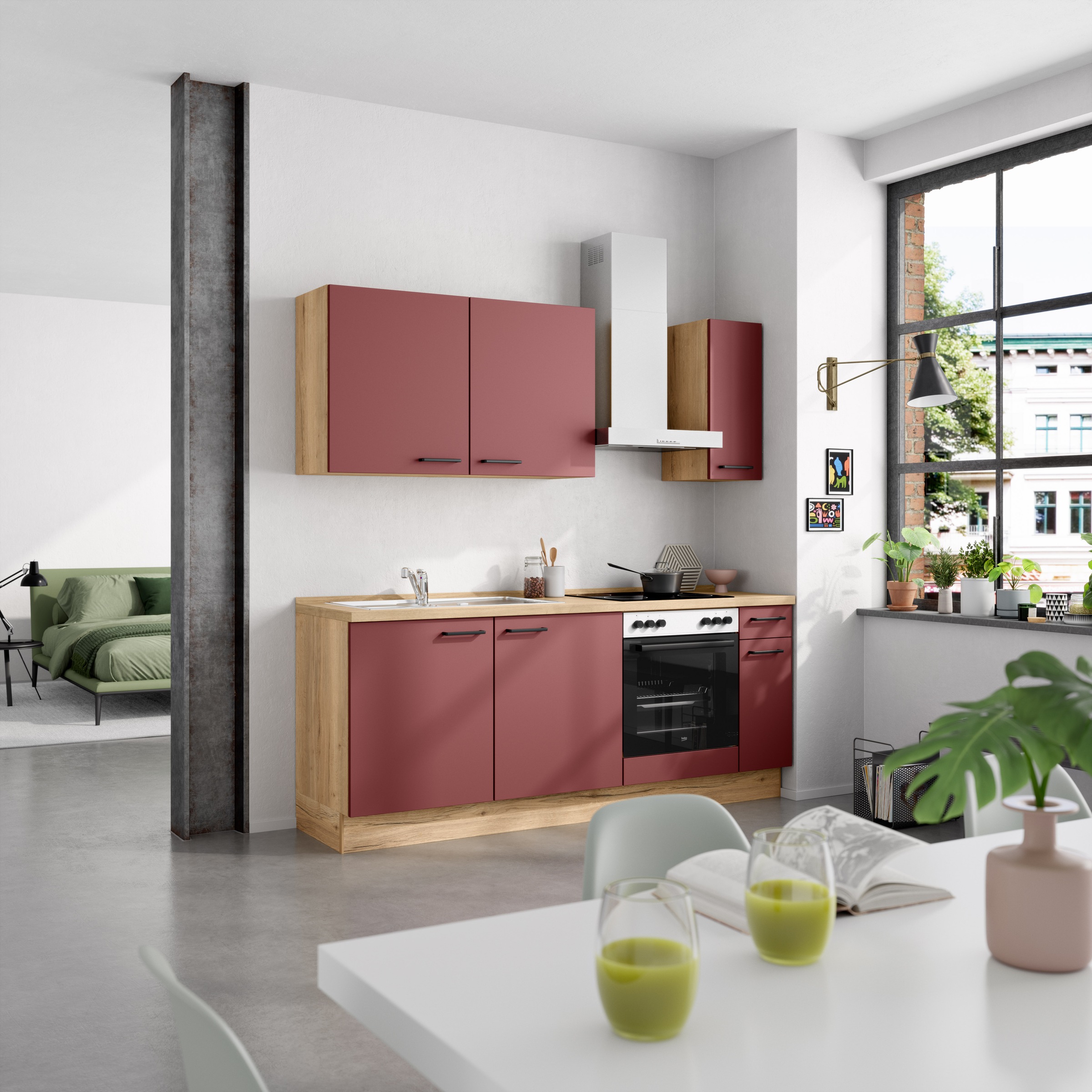 nobilia® Küchenzeile »"Easytouch I"«, vormontiert, Ausrichtung wählbar, Breite 210 cm, wahlw. mit E-Geräten