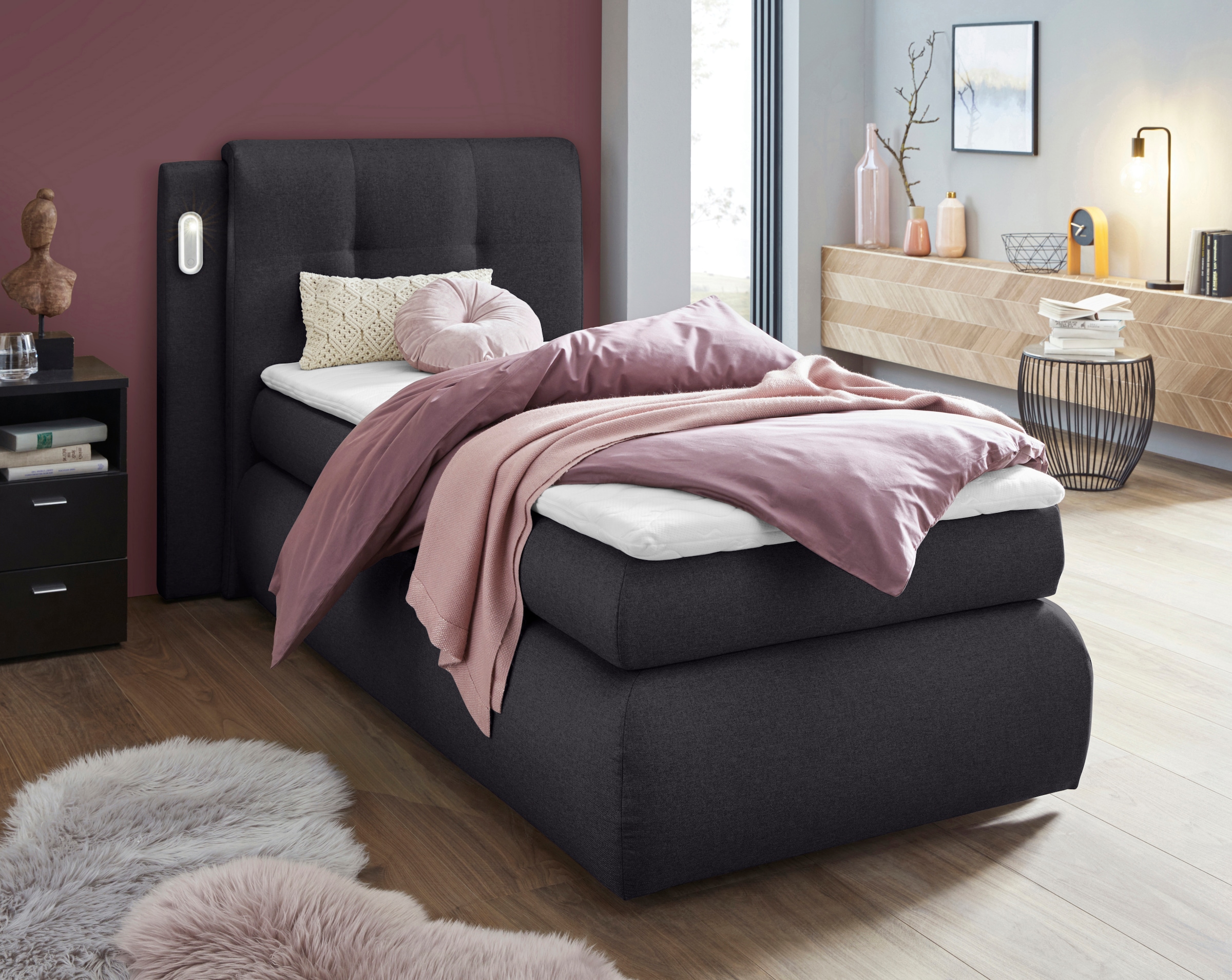 COLLECTION AB Boxspringbett »Borna«, inklusive Bettkasten, LED-Beleuchtung günstig online kaufen