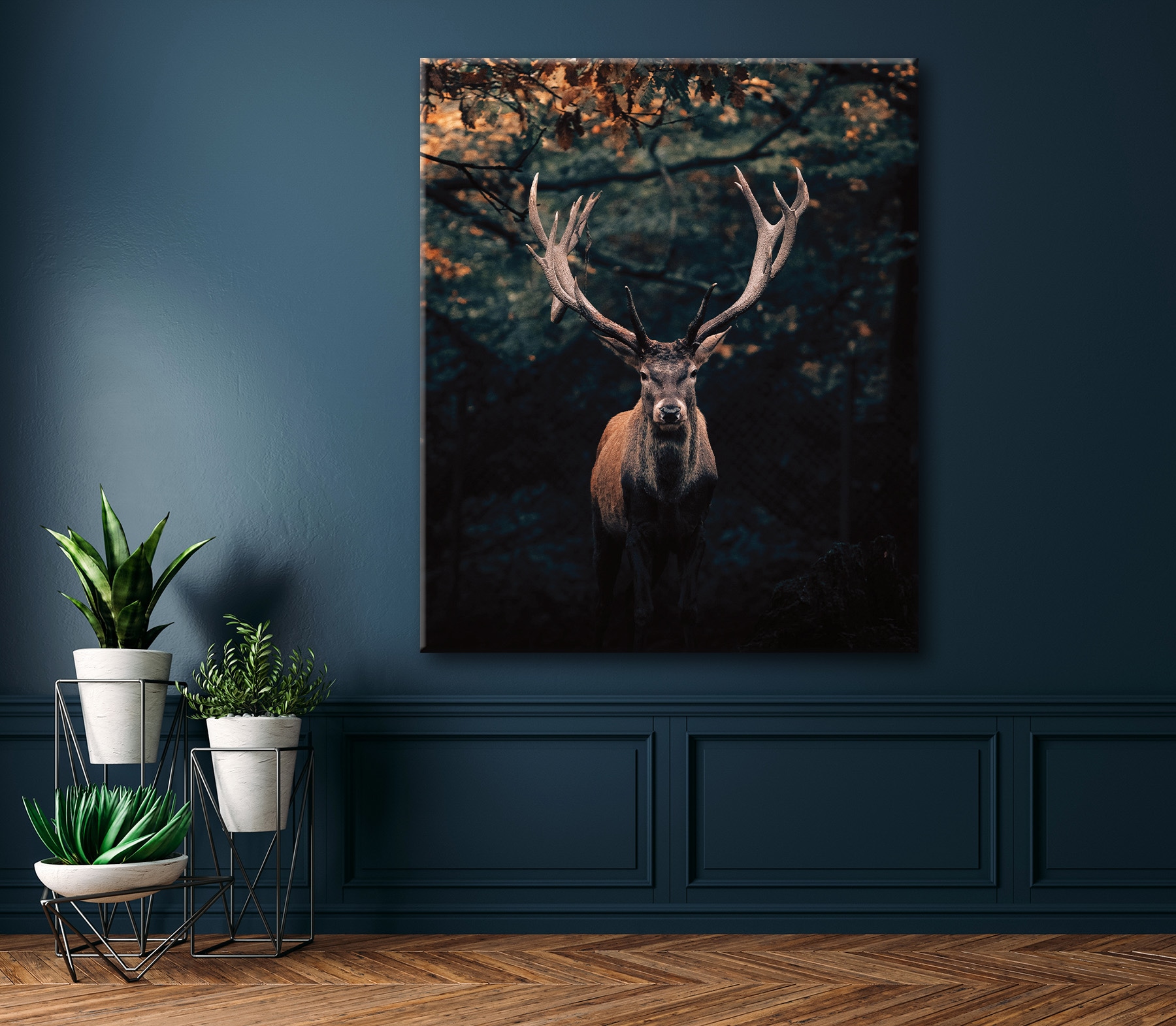 Bönninghoff Leinwandbild »Wandbild HIRSCH IM WALD XXL 118x140 cm – Leinwandbild Keilrahmen Deko« Hirsch | Hirschbilder | Hirsche | Natur | Rehe | Tiere | Wald | Wildtiere 1 Stk. tlg. auf Keilrahmen gespannt