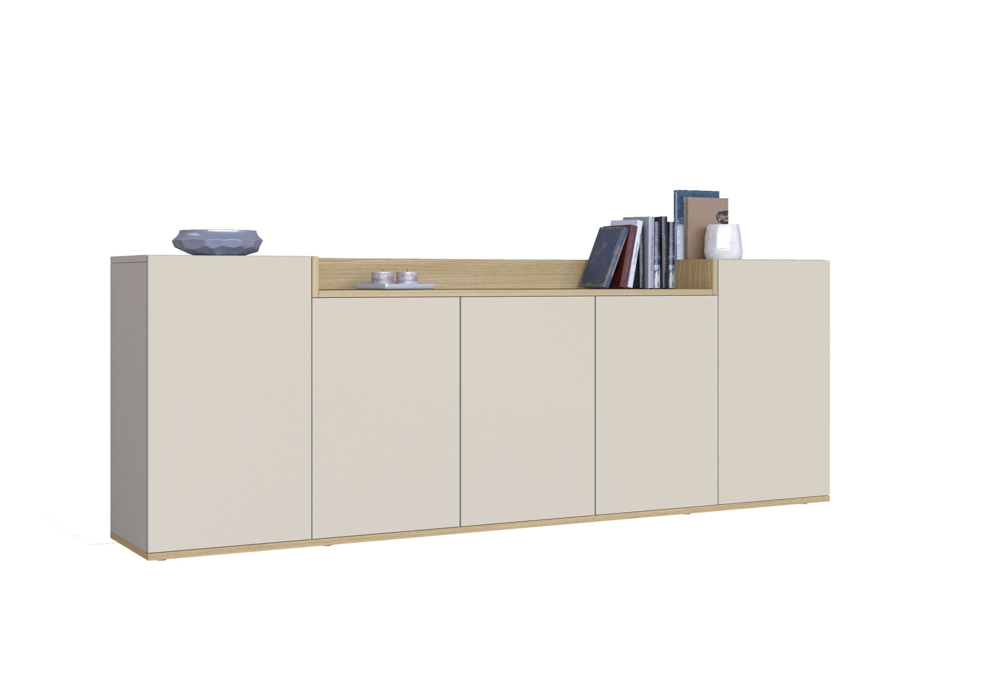 OTTO home Sideboard »BOLSENA, Kommode, Schrank,Lowboard mit 8 Fächer und offenes Ablagefach« 1 Stk. tlg. stehend/hängend montierbar, Made in Italy, B/T/H: 200 × 35 × 71,2 cm