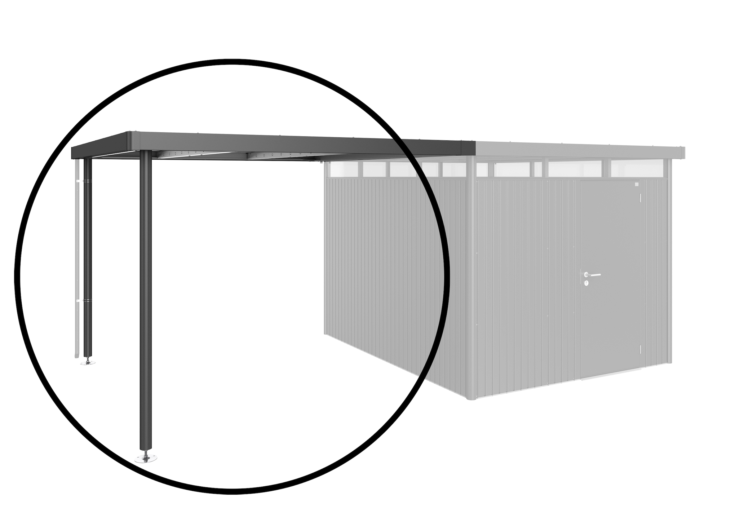 Biohort Gerätehaus-Anbaudach »für Gerätehaus HighLine Gr. L H5/H6, verschiedene Farben« dunkelgrau-metallic