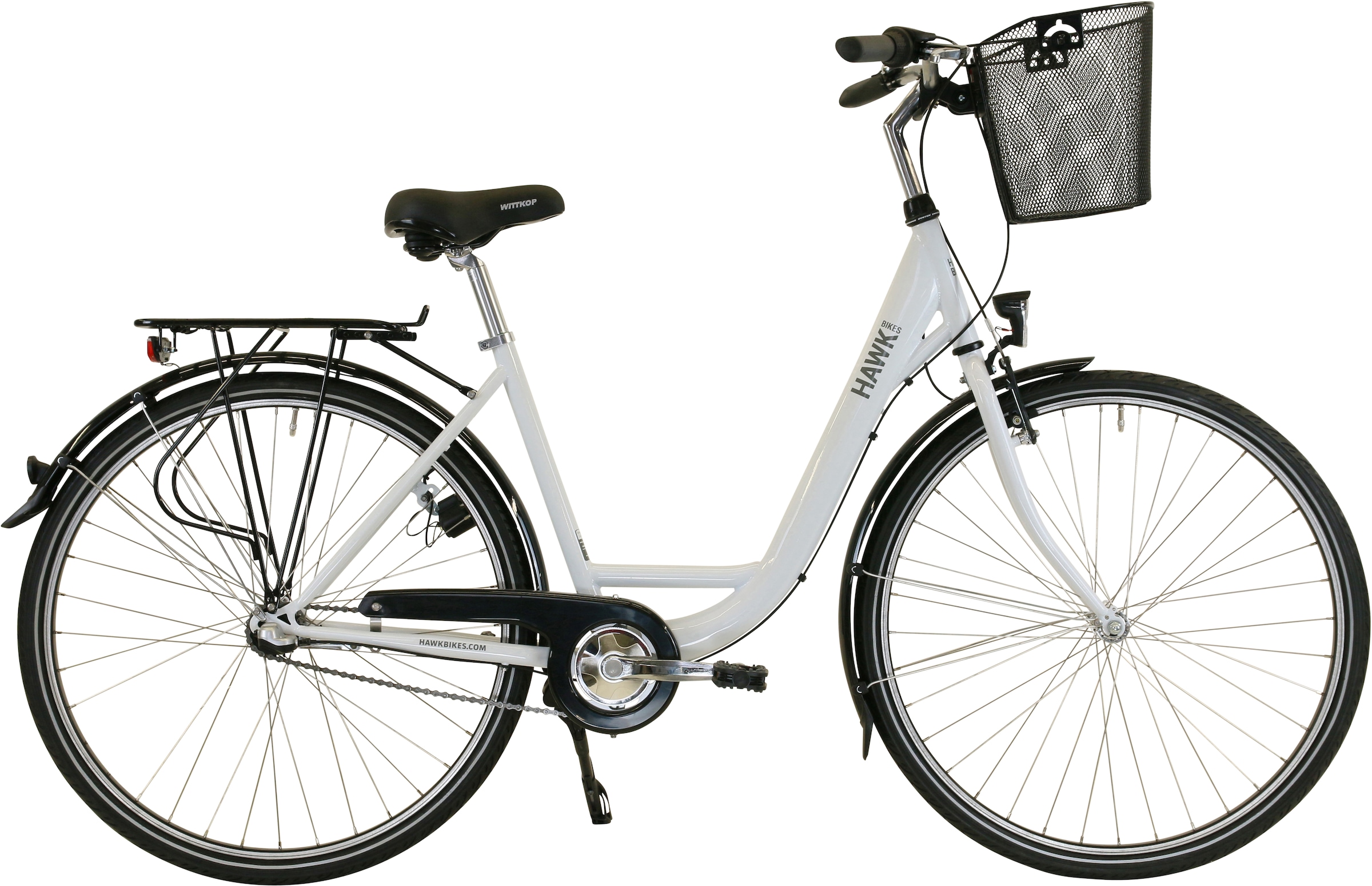 Bild von HAWK Bikes Cityrad »City Wave Premium Plus White«, 3 Gang, Shimano, Nexus Schaltwerk, für Damen und Herren