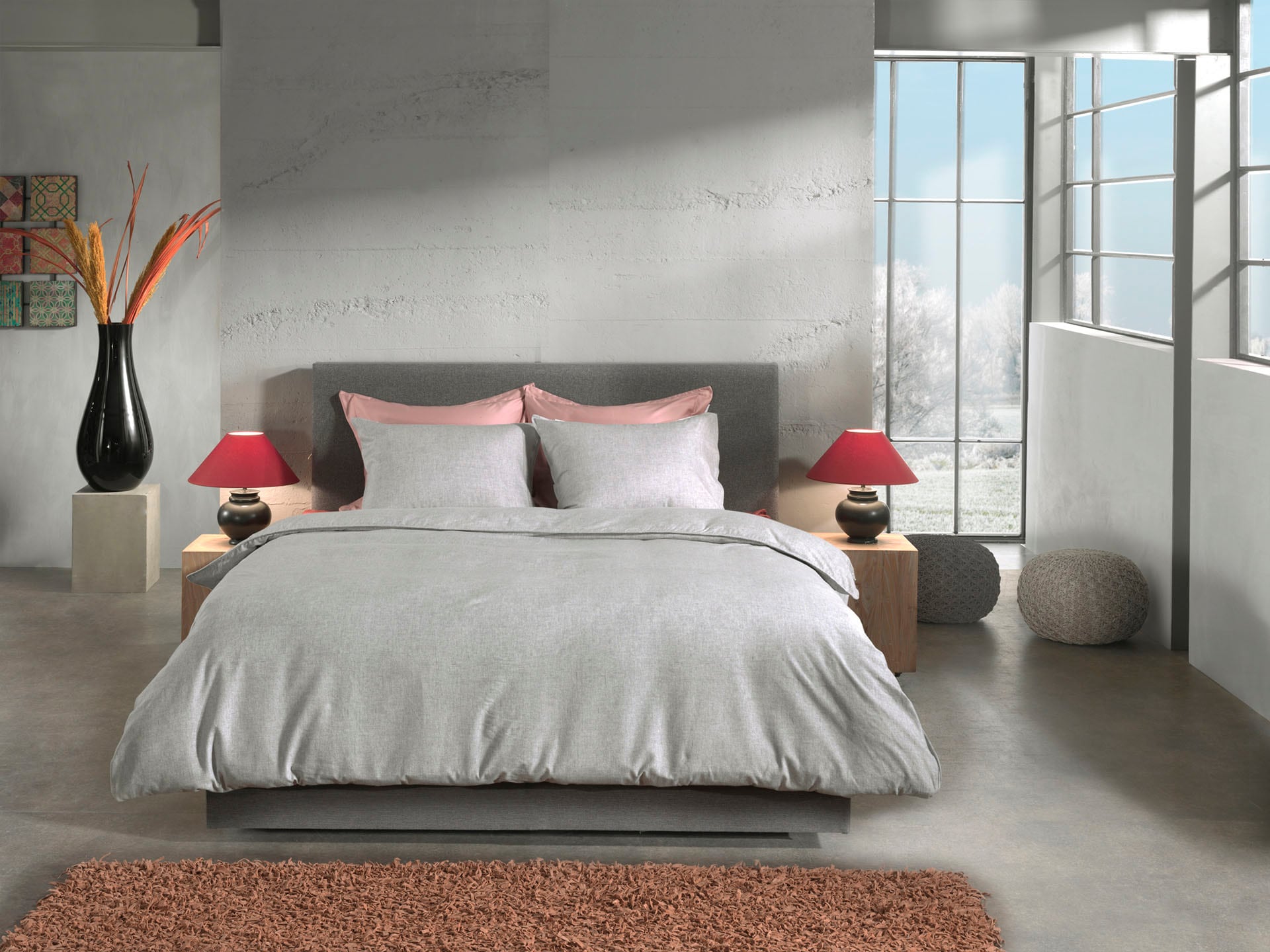 Heckett & Lane Bettwäsche »Franela« 2 Stk. tlg. Uni Design, hochwertiges Fl günstig online kaufen