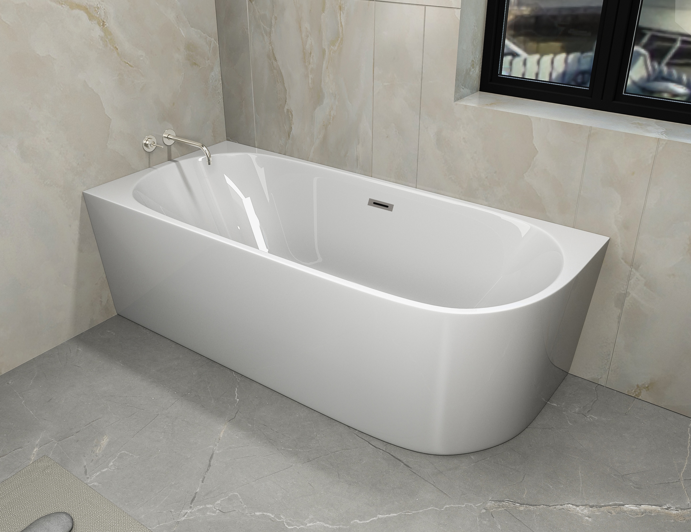 Sanotechnik Badewanne »SOLVA« Höhe 56 cm mit Ablaufstöpsel | verstellbare Füße | Überlauf 180cm, Acryl Badewanne links