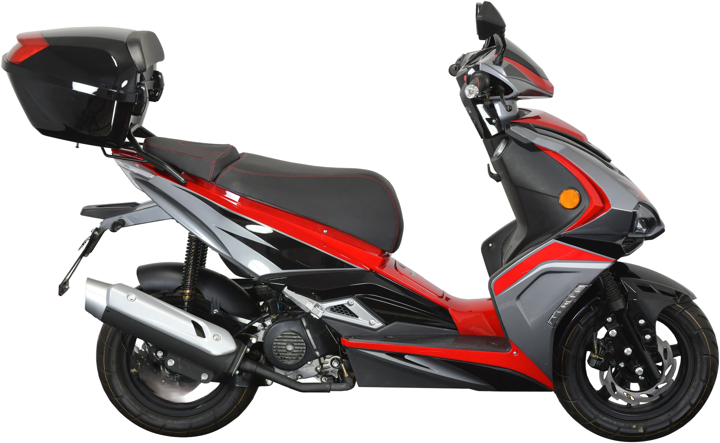GT UNION Motorroller »Striker 45«, 49,5 cm³, 45 km/h, Euro 5, 3 PS, (Set, mit Topcase), Luftgekühlter Motor