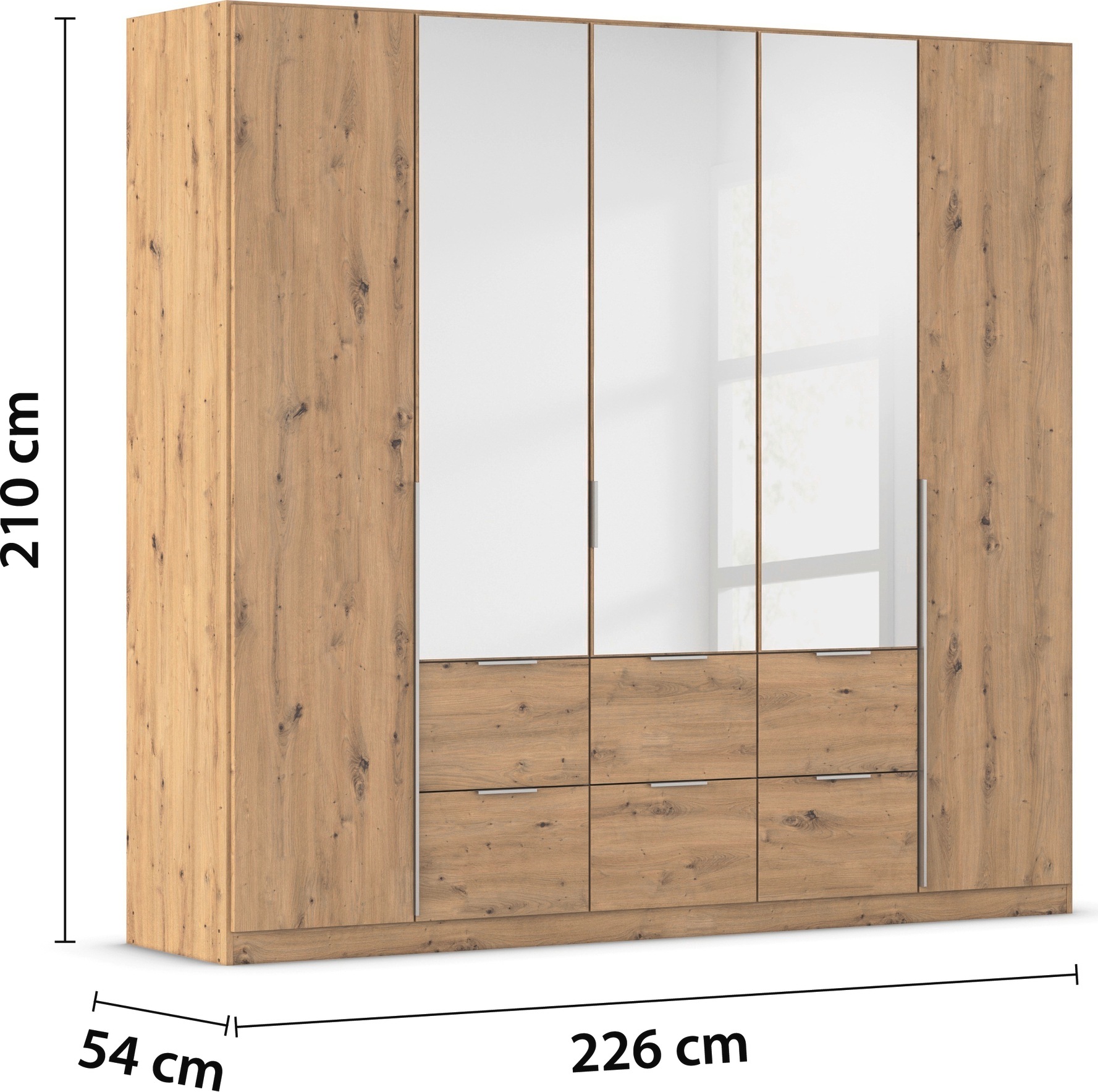 rauch Drehtürenschrank »Kleiderschrank Schrank Garderobe AGORDO mit Dekor- oder Hochglanzfront«, (in zwei Griff-Farben mit Dekor- oder Hochglanzfront), mit Außenschubkästen, in 6 Breiten und 2 Höhen MADE IN GERMANY