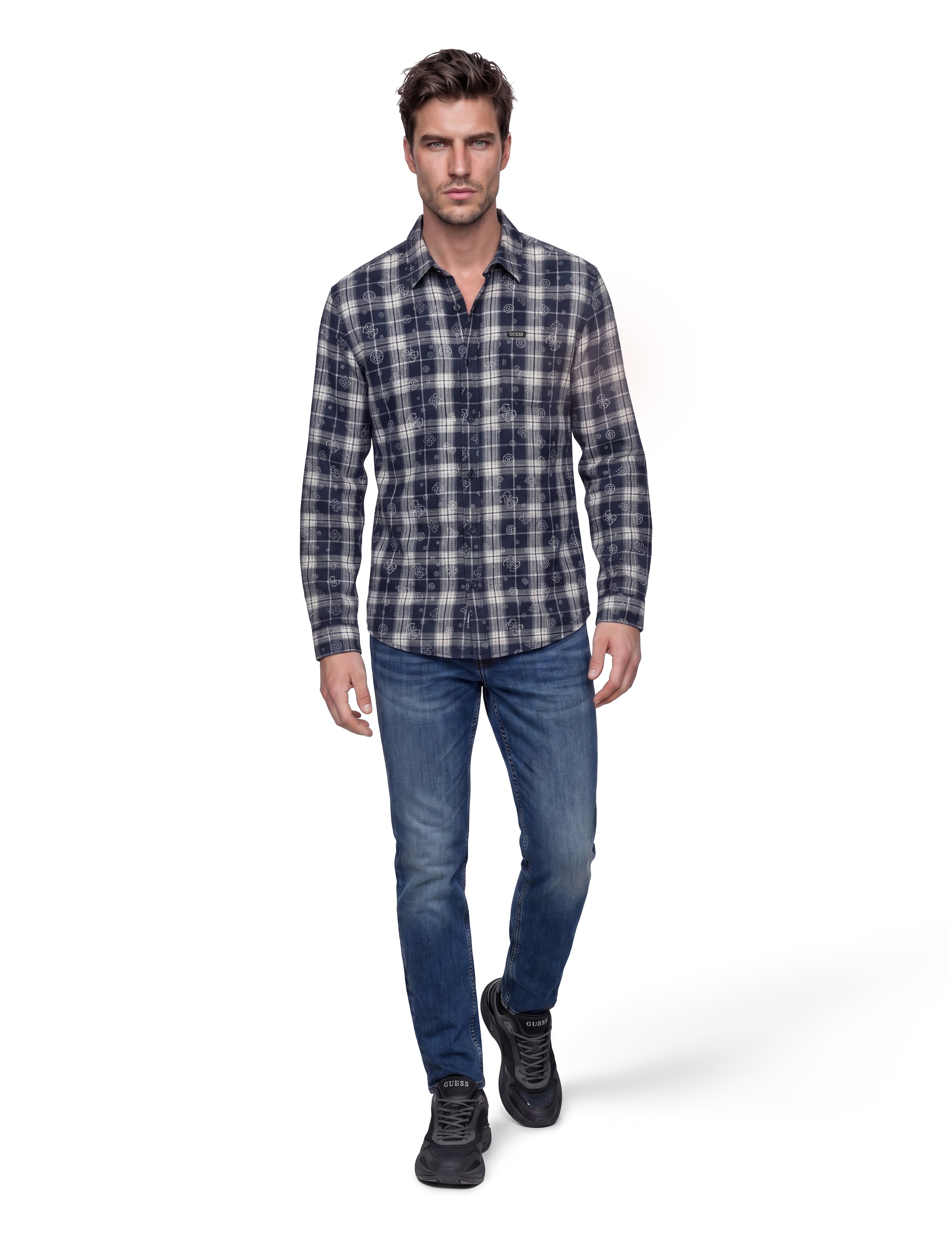 Guess Langarmhemd »OCEAN COAST PLAID« Kentkragen, reine Baumwolle, gewebtes Karo Design