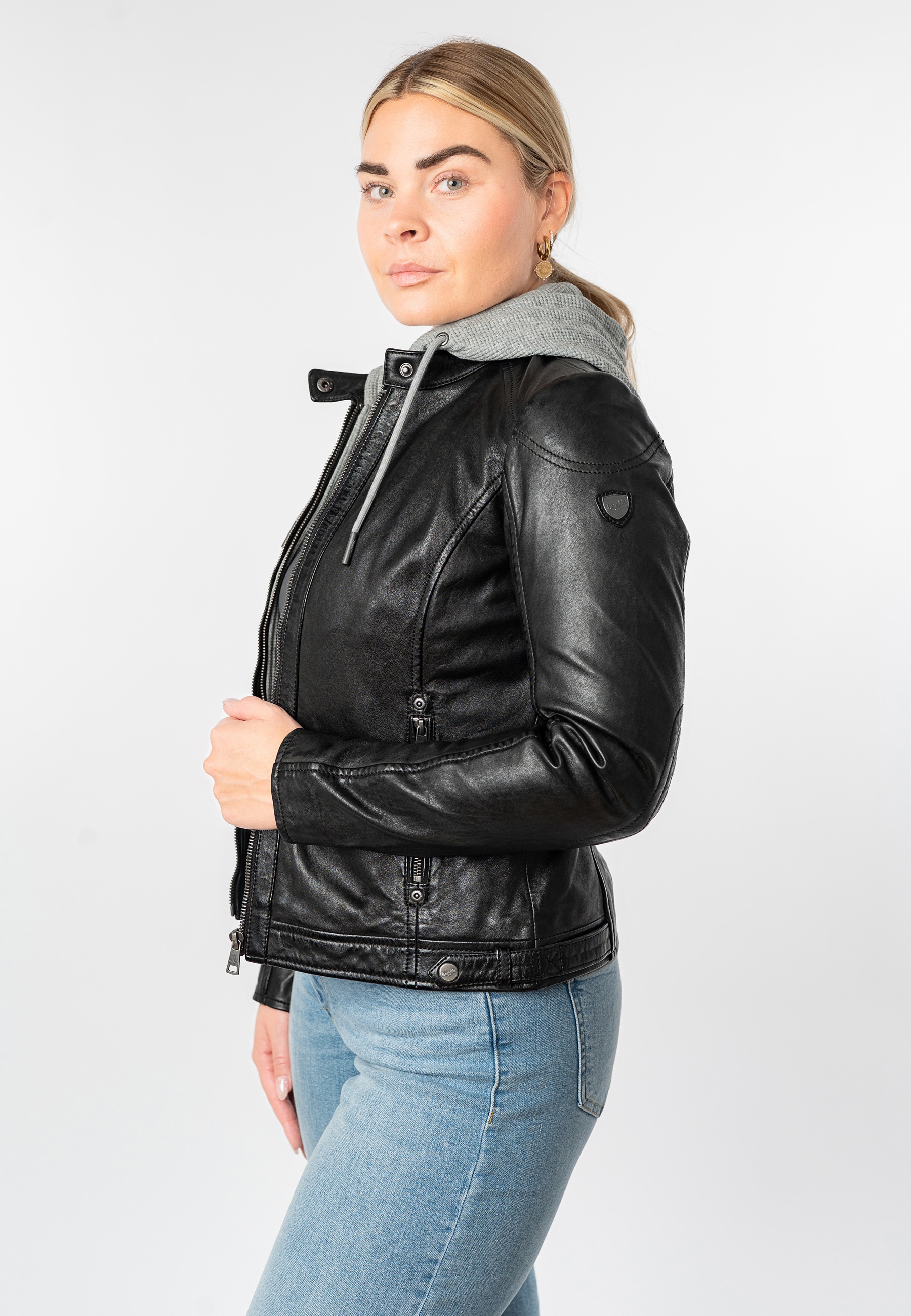 Mauritius Lederjacke »MWAlani« Bikerjacke mit abnehmbarer Kapuze