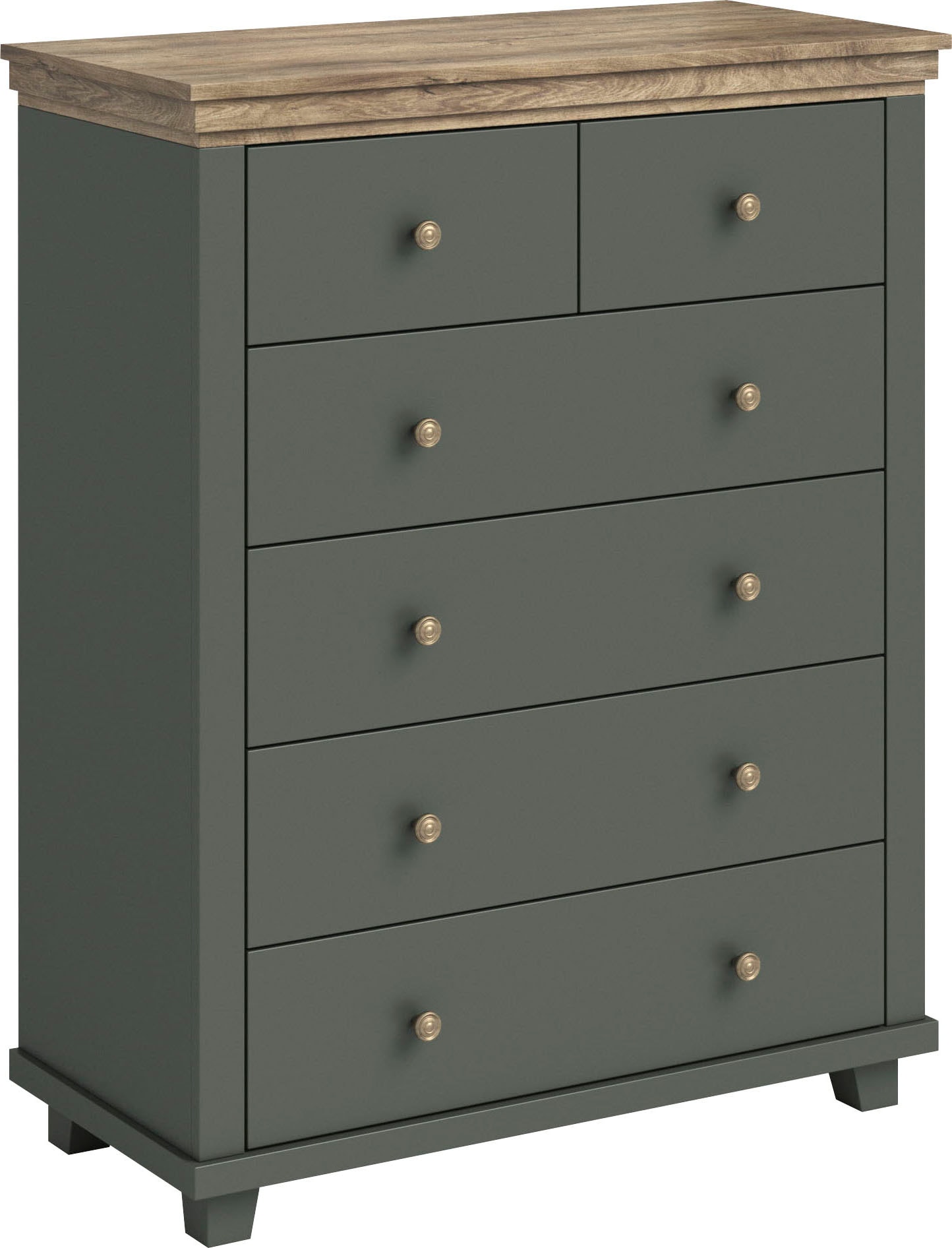 Home affaire Schubkastenkommode »Evora mit 6 Schubladen, viel Stauraum, 90x42x112,5 cm (BxTxH) FSC®«, Kommode mit MDF-Applikationen, Landhausstil, passende Ergänzung