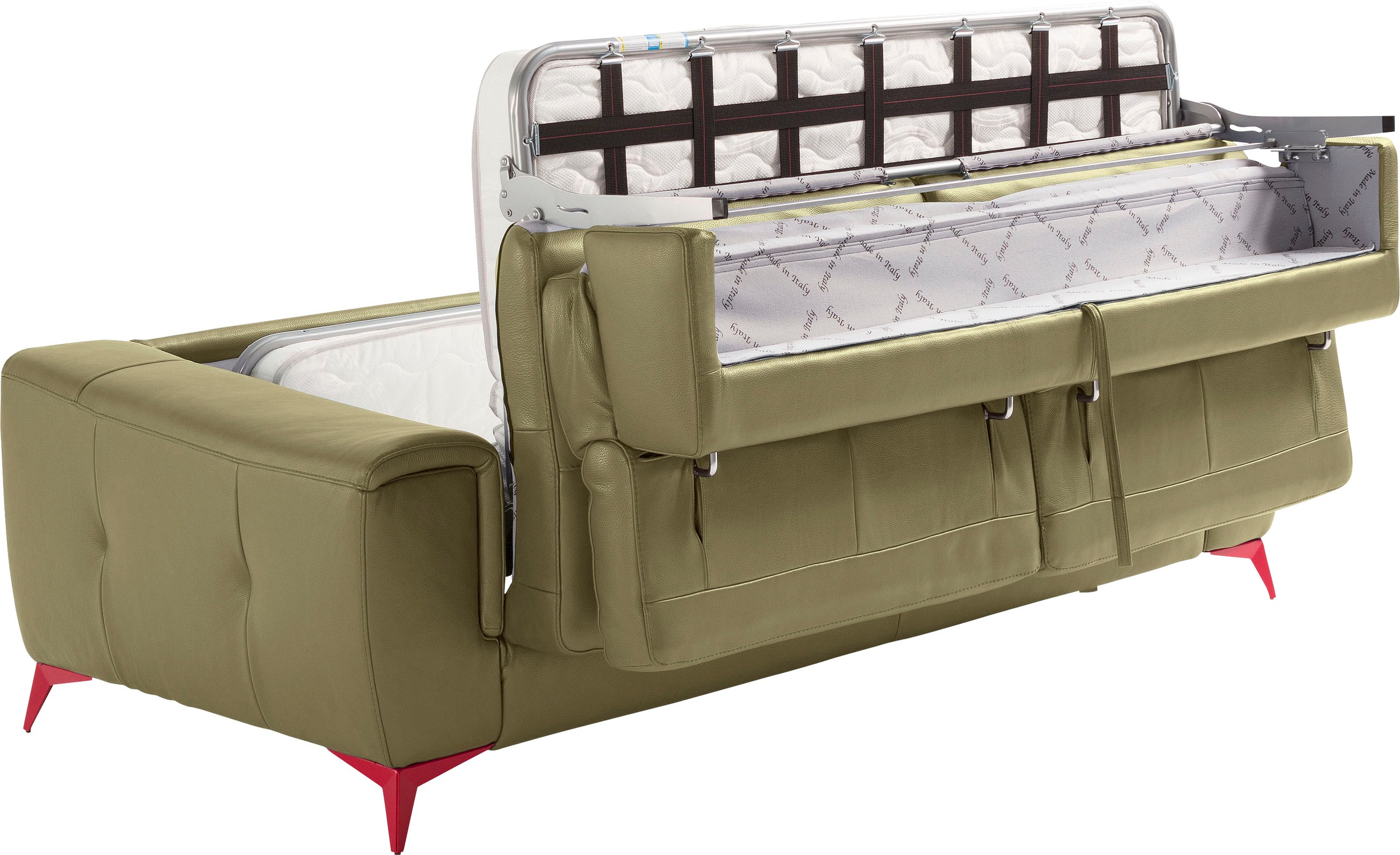 Egoitaliano Schlafsofa »Francine, Designsofa, Loungesofa mit Dauerschlaffunktion, Bettfunktion«, hochwertiger Metallbettrahmen & Matratze, Kopfteil manuell verstellbar