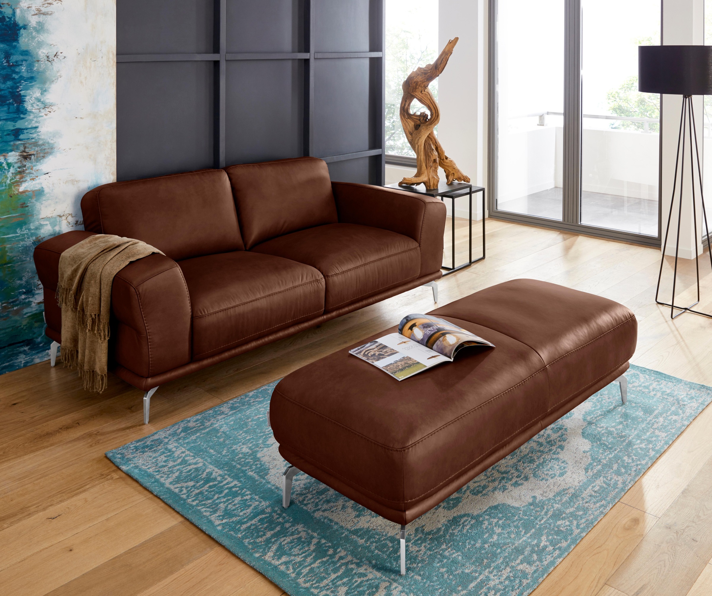 W.SCHILLIG Hocker »montanaa«, mit Metallfüßen in Chrom glänzend, Breite 141 cm