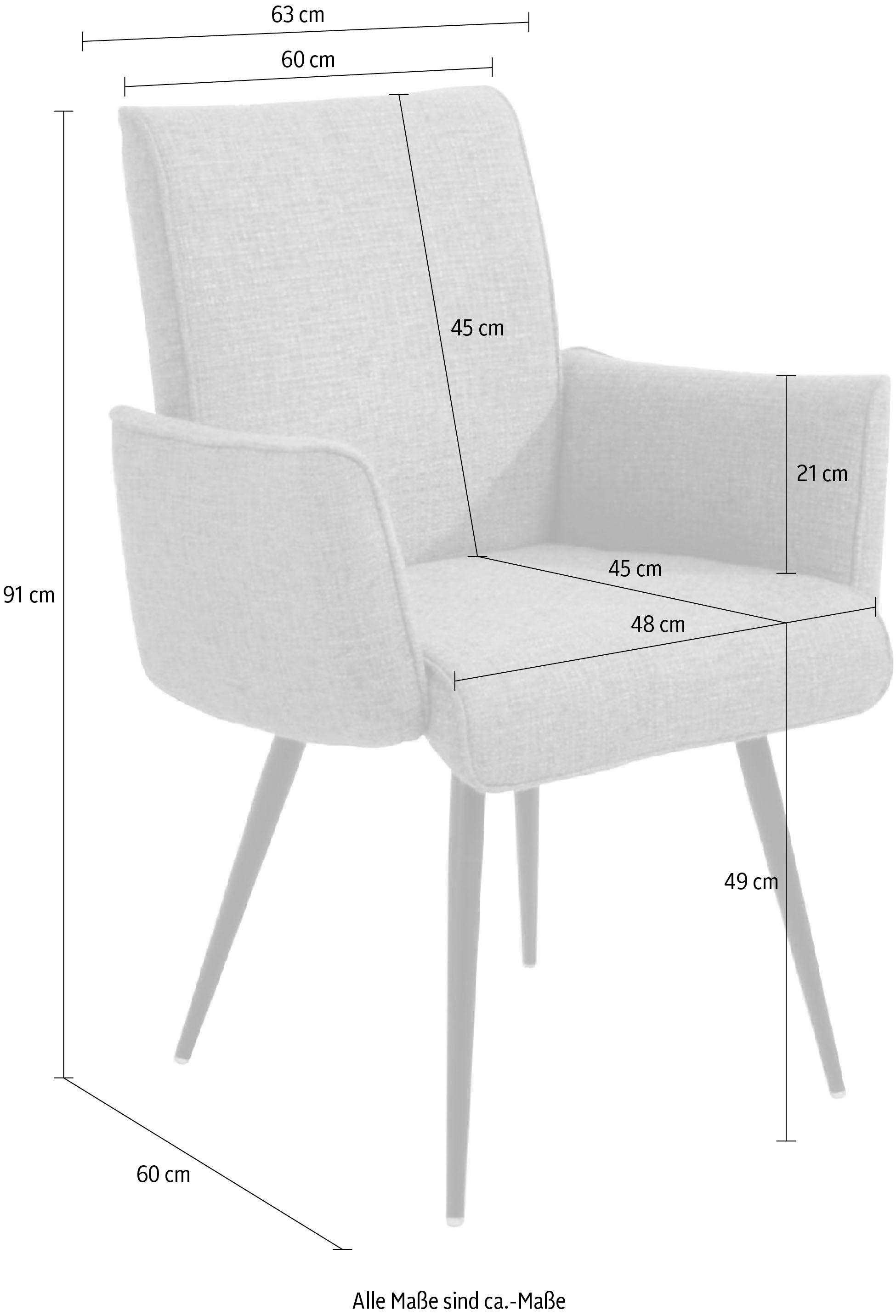 K+W Komfort & Wohnen Armlehnstuhl »Giacomo I«, 1 St., Flachgewebe 775, 4- Fuß-Armlehnenstuhl mit umlaufenden 4mm Keder am Rücken und Sitz