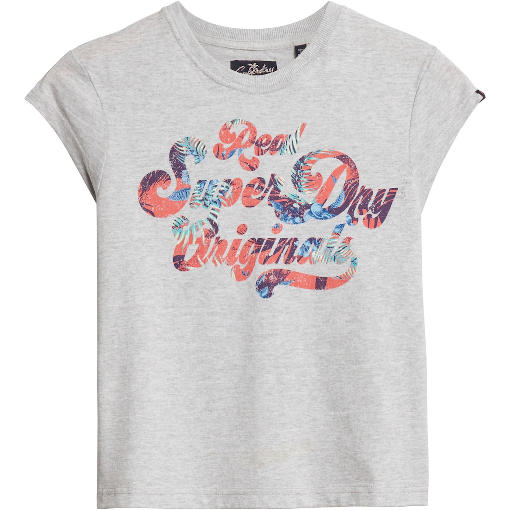 Superdry Print-Shirt »FLORAL SCRIPTED CAP SLV TEE«