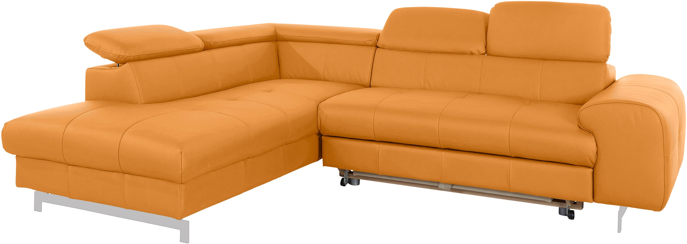 COTTA Ecksofa »Chef L-Form«, mit Kopfteilverstellung, edle Metallkufen, wahlweise mit Bettfunktion