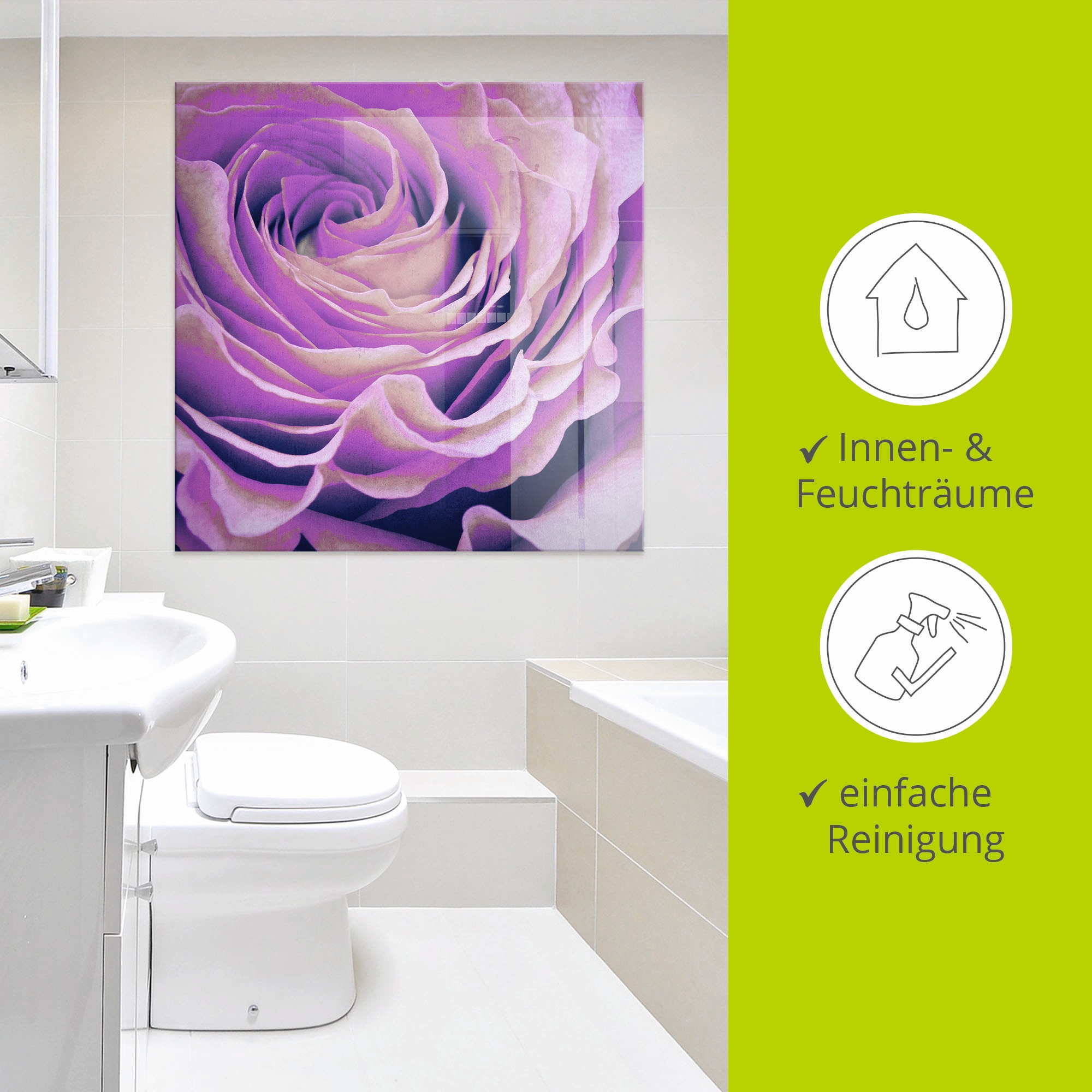 Artland Glasbild »Lila Rose«, Blumen, (1 St.), in verschiedenen Größen