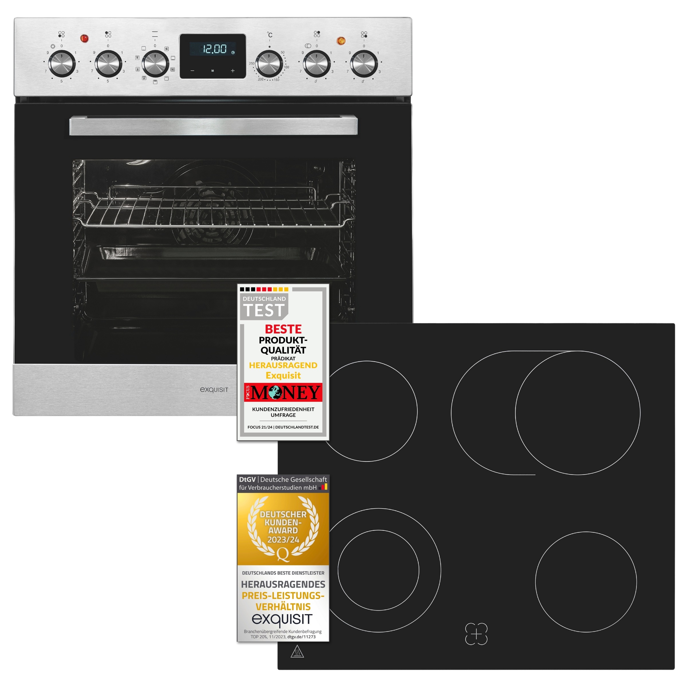 exquisit Elektro-Herd-Set »EHE185-HBZ-020« mit Teleskopauszug nachrüstbar P günstig online kaufen