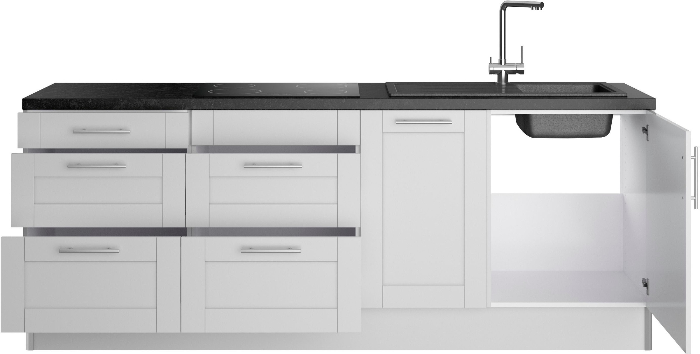 OPTIFIT Küche »Ahus«, Breite 225 cm, wahlw. Mit E-Geräten, Soft Close Funktion, MDF Fronten