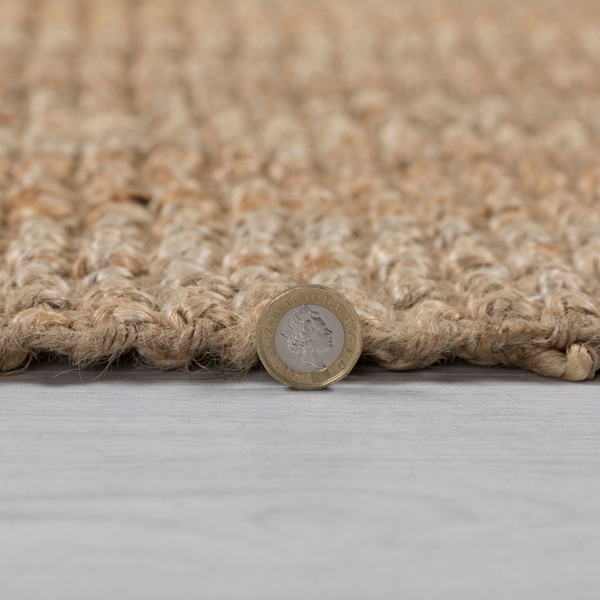 FLAIR RUGS Teppich »Jute Boucle«, rechteckig, 7 mm Höhe, aus 100% Jute, mit Fransen, aus Naturfasern