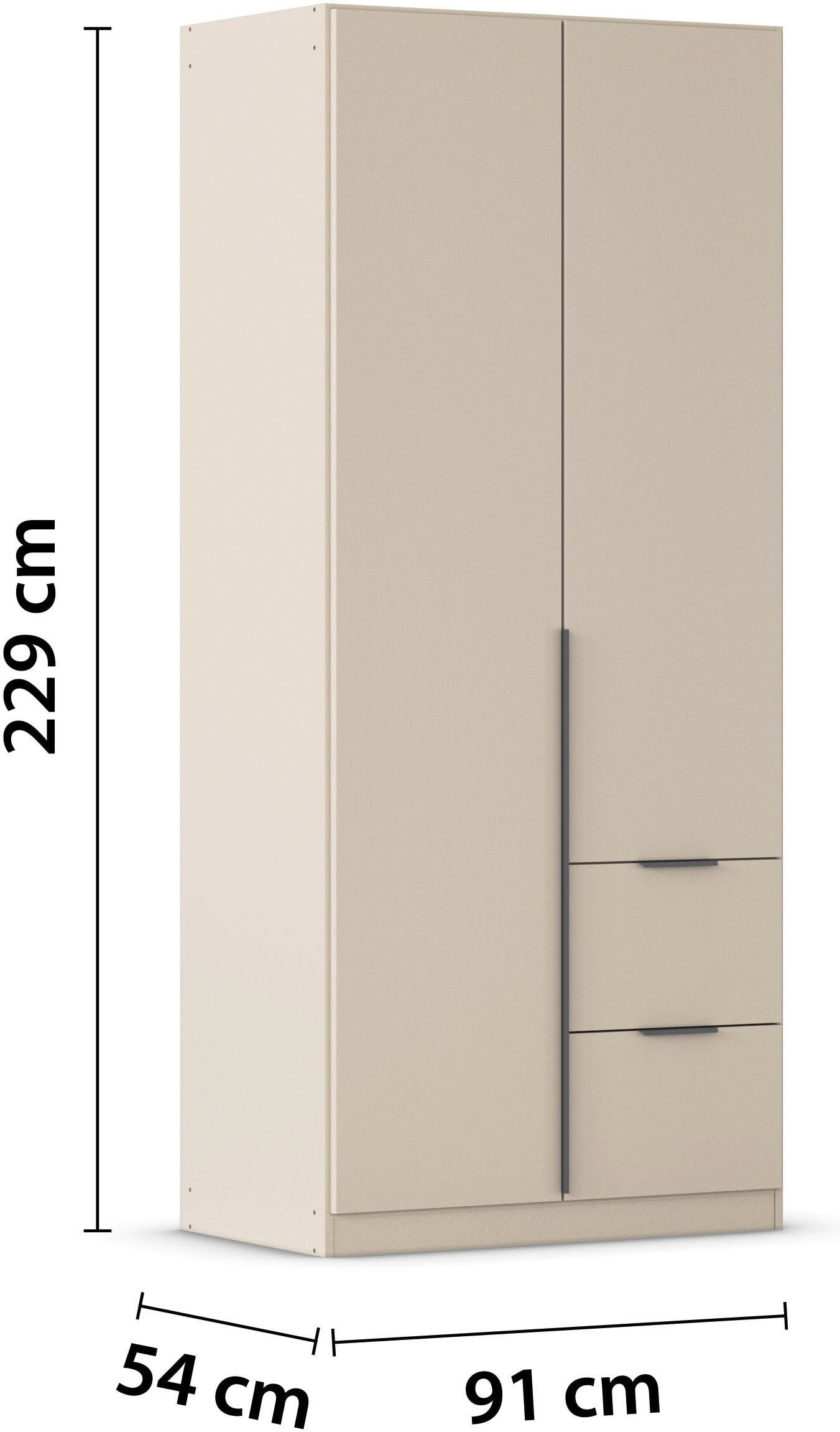 OTTO home Drehtürenschrank »Kleiderschrank Schrank Garderobe AGORDO mit Dekor- oder Hochglanzfront« in zwei Griff-Farben, Breiten 91-360 cm,  mit Außenschubkästen, in 7 Breiten und 2 Höhen MADE IN GERMANY