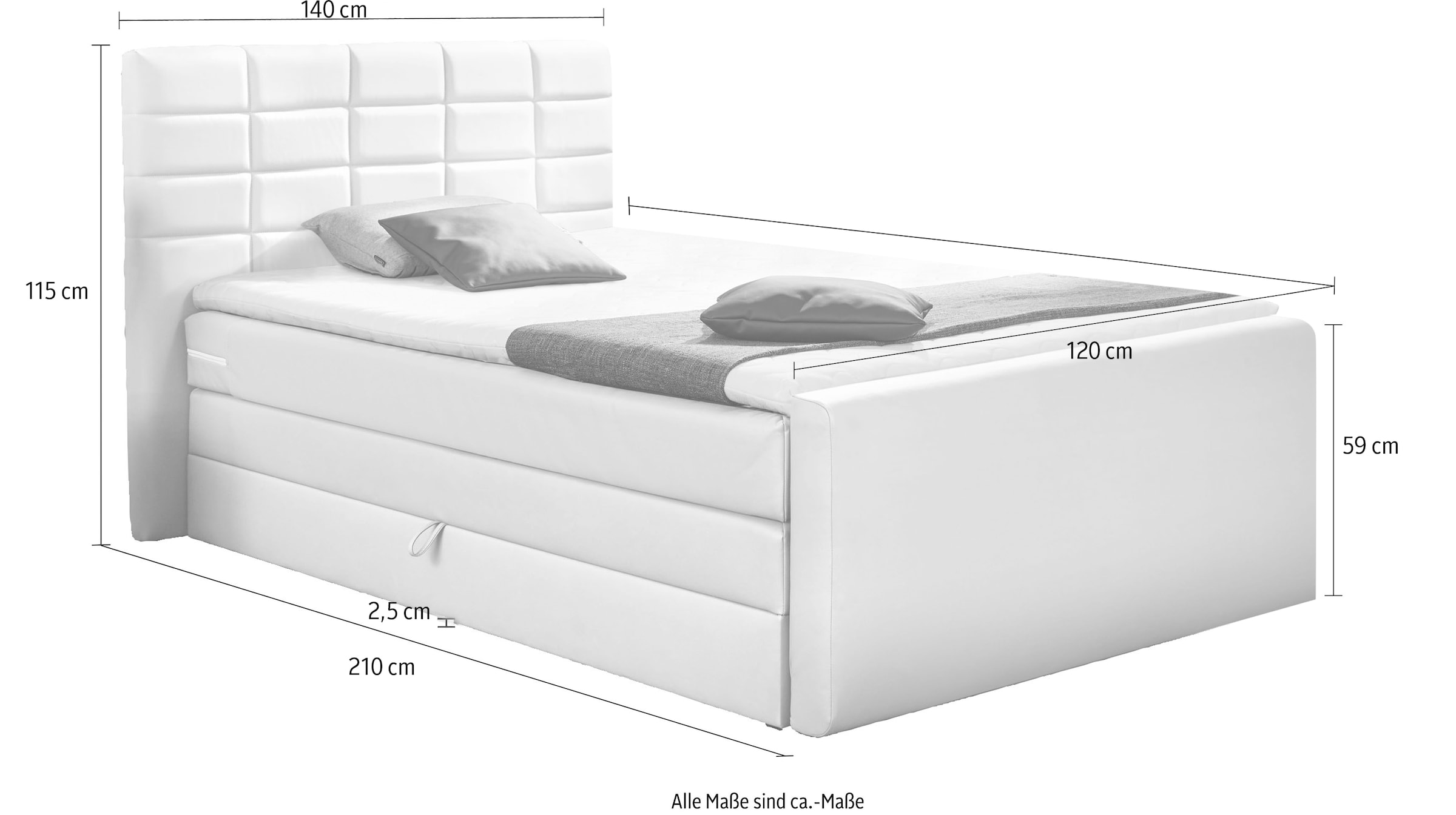 8. Bild von INOSIGN Boxspringbett »Lethbridge«, inkl. Bettkasten und Topper, zwei Matratzenarten in H2