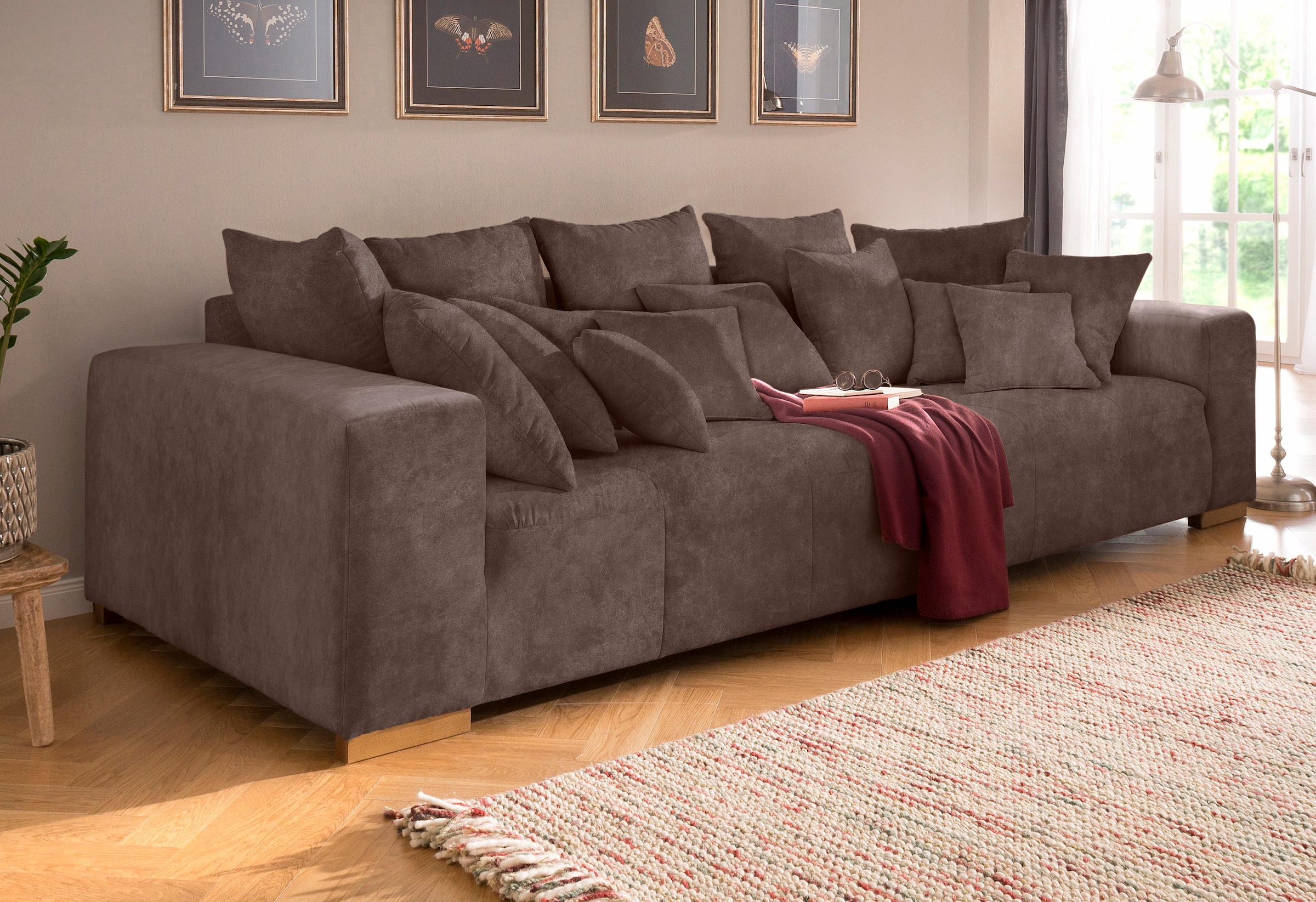 Home affaire Big-Sofa »Neapel«, mit vielen losen Kissen, in 2 Bezugsqualitä günstig online kaufen