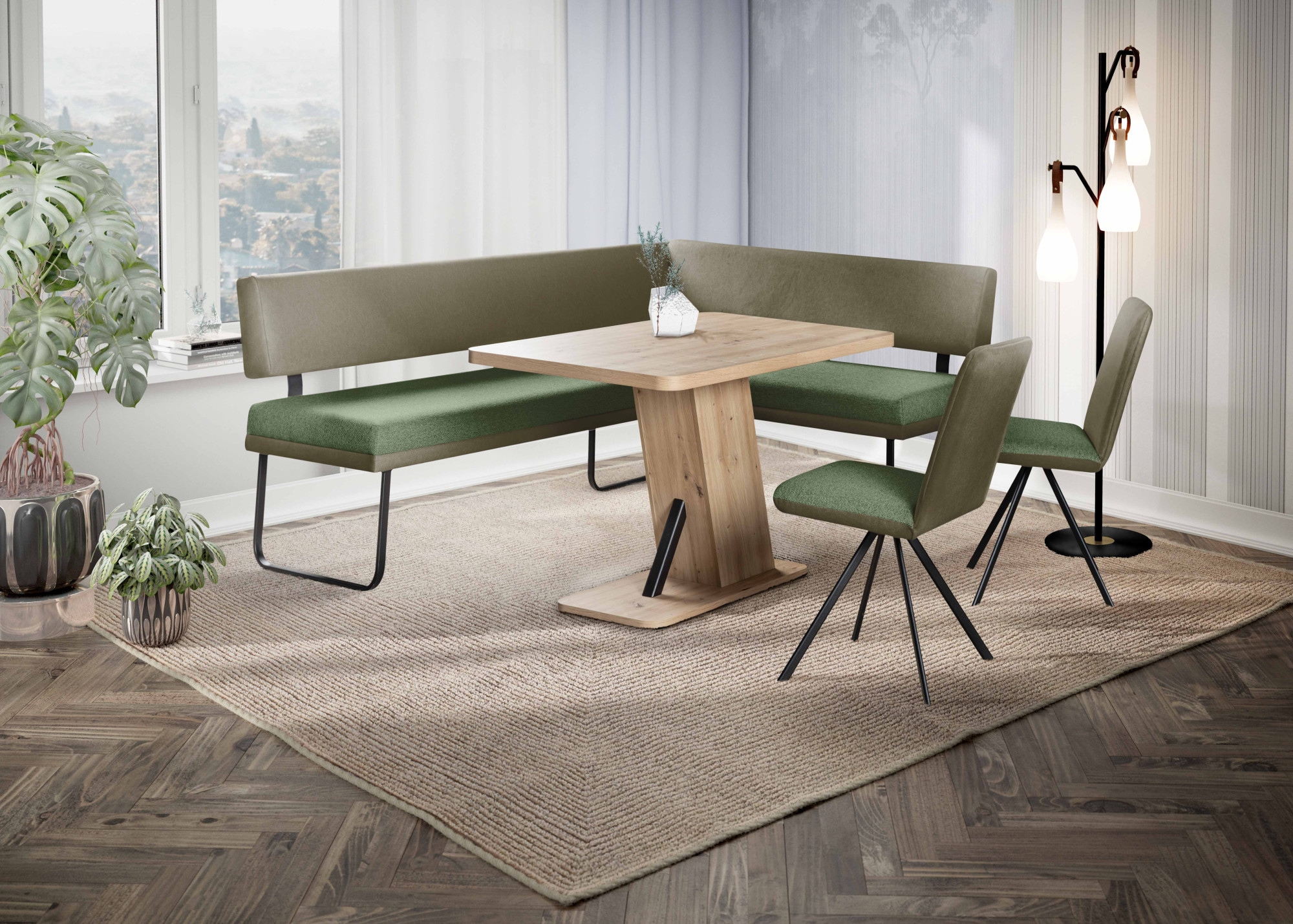 OTTO home Eckbank »Gabi Esszimmerbank, Bank, Küchenbank, Polsterbank« Gestell aus matt-schwarzem Flachmetall, stabil, 2-Stoff-Design