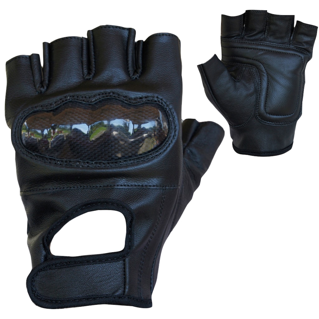 PROANTI Motorradhandschuhe fingerlose Chopper-Handschuhe aus Leder mit  Protektor