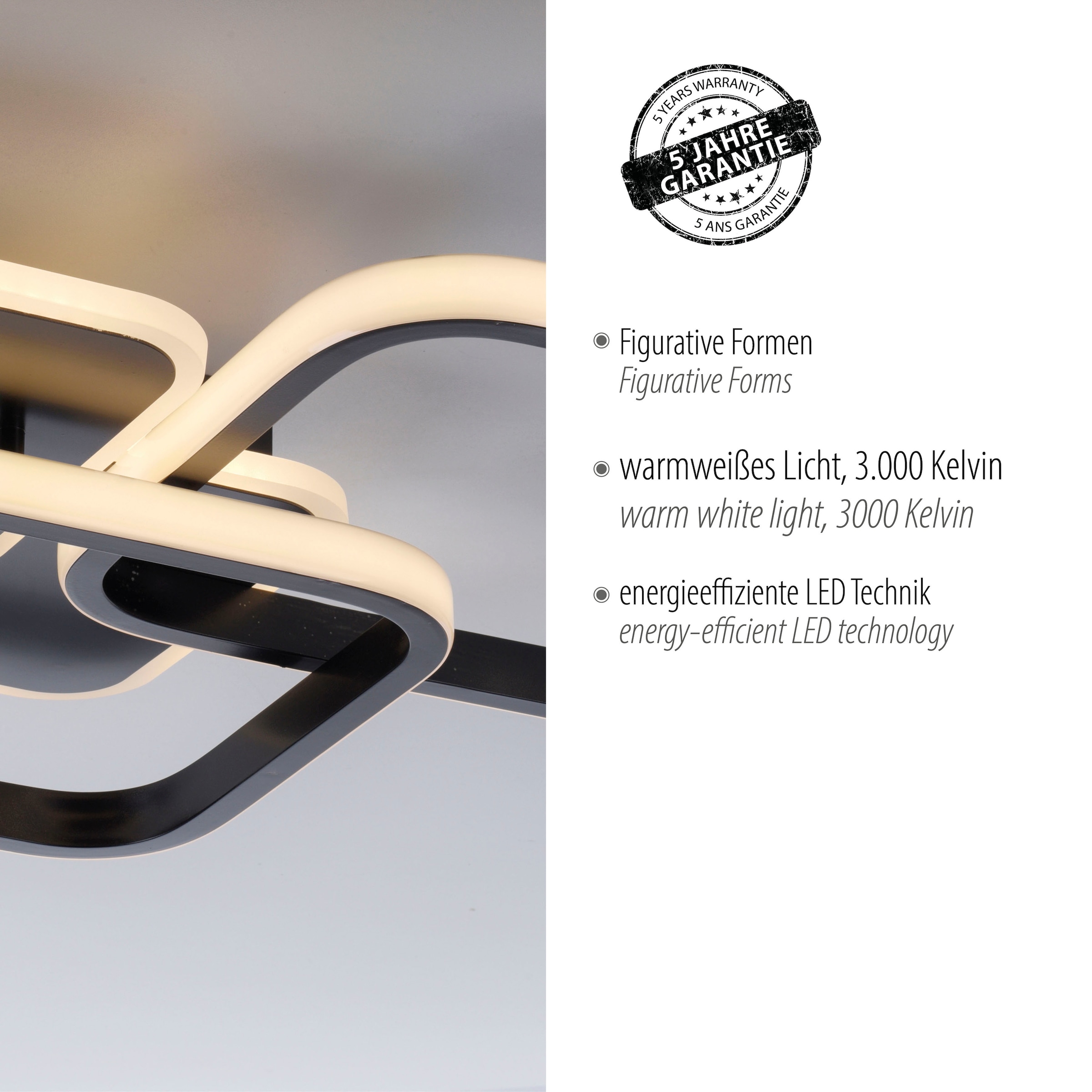 JUST LIGHT Deckenleuchte »SEVENT« LED-Board 1 Stk. Warmweiß LED