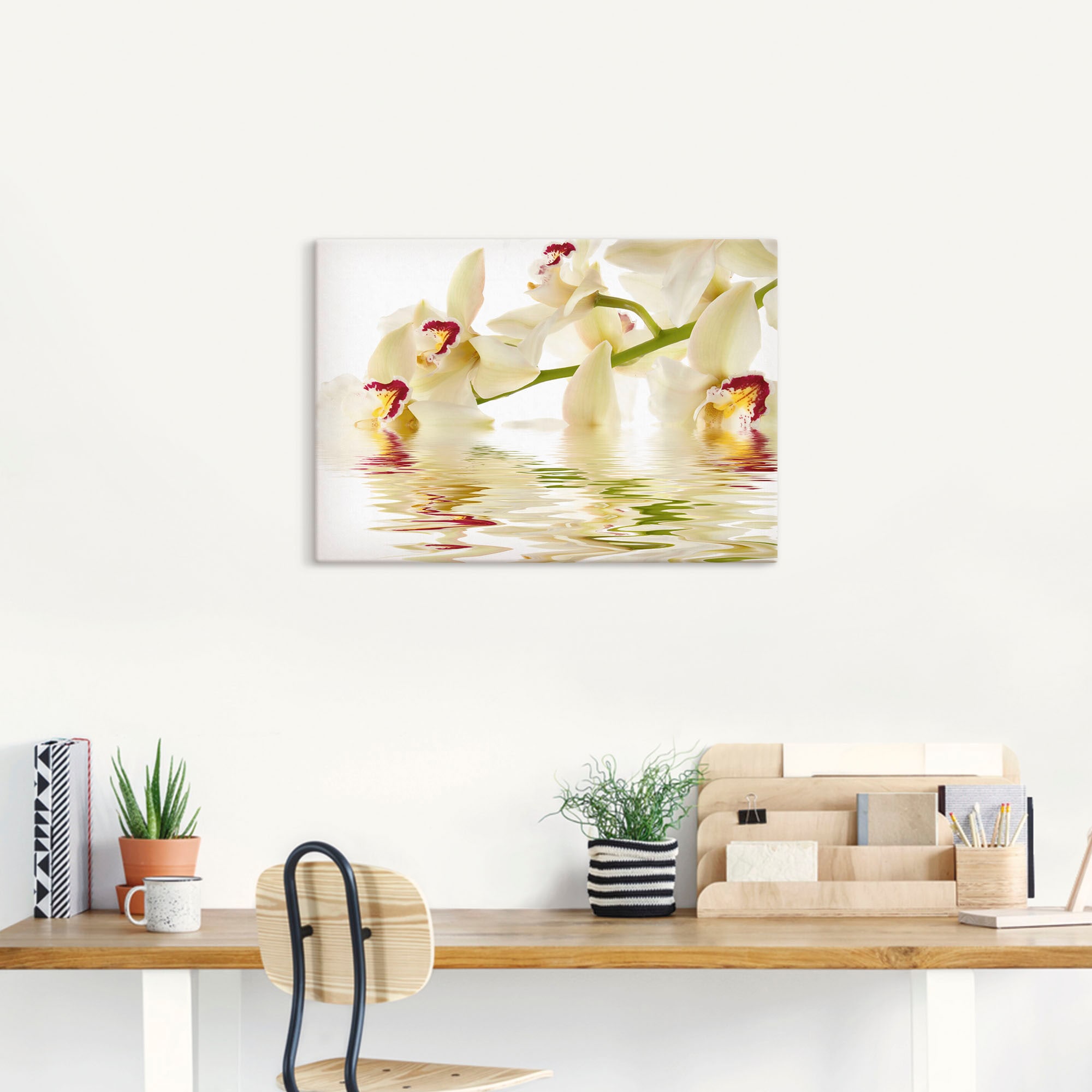 Artland Wandbild "Weiße Orchidee mit Wasserreflektion", Blumen, (1 St.), al günstig online kaufen